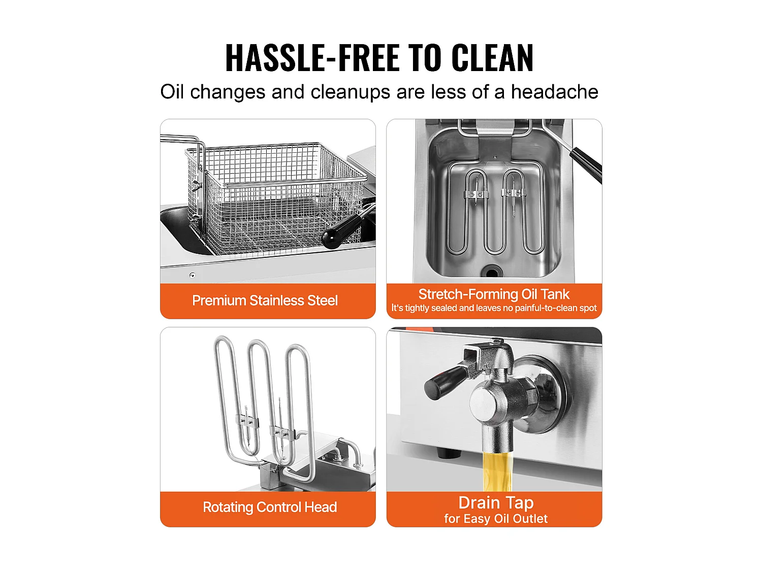 Friteuse SucceBuy Commerciale de Comptoir 8,5 L 1750 W, Conçue pour Usage Intensif dans les Établissements de Restauration Rapide