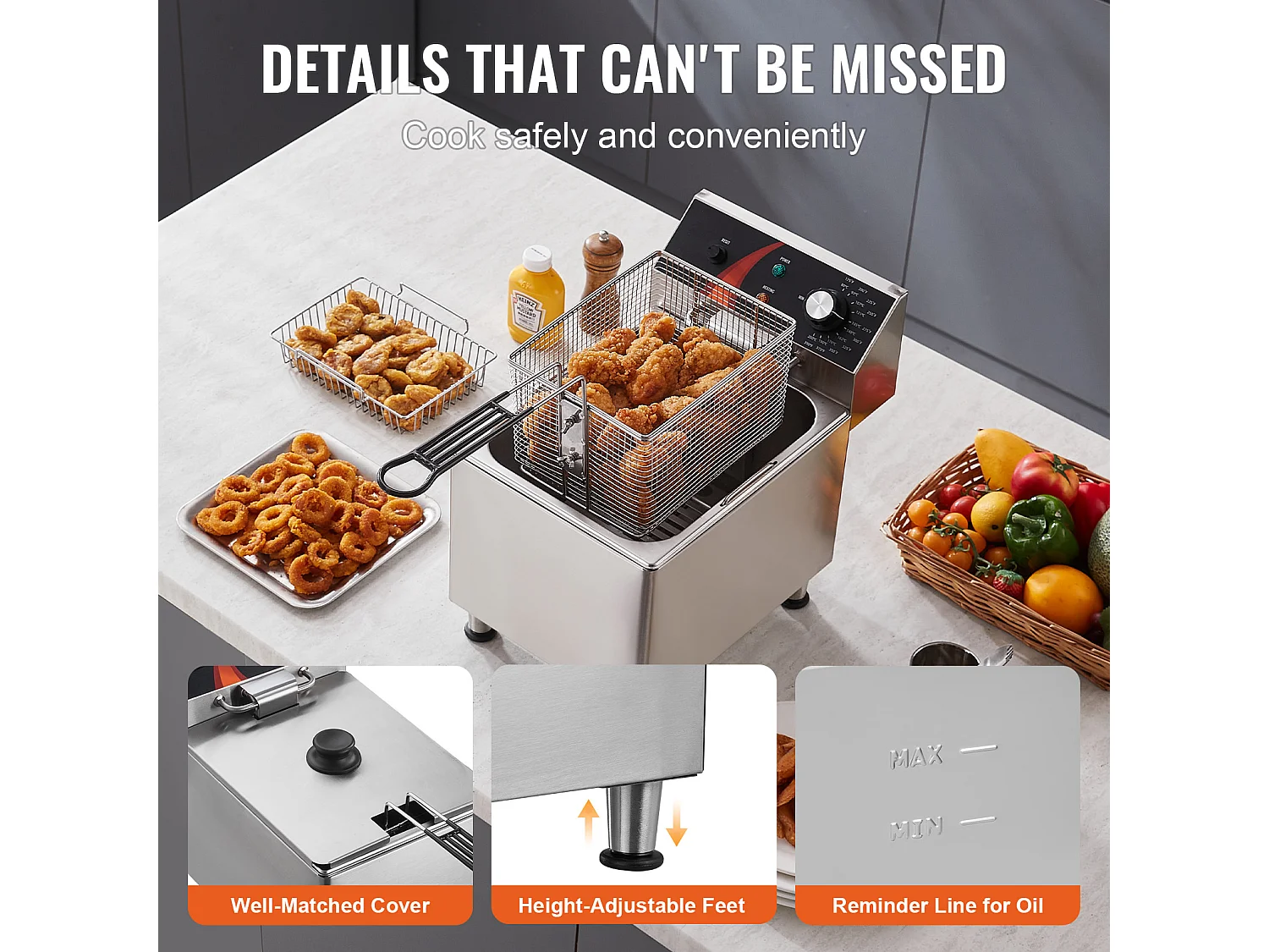 Frytownica Elektryczna SucceBuy Komercyjna 3100 W 9 L 200 °C, Perfect dla Restauracji i Snacków z Precyzyjną Kontrolą Temperatury