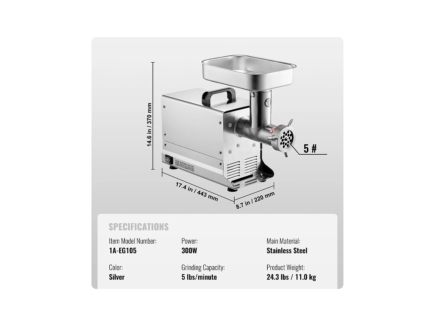 Hachoir à Viande SucceBuy Électrique Commercial 2kg/min Machine à Saucisses Cuisine, Compact et Efficace pour Petites Entreprises et Food Trucks