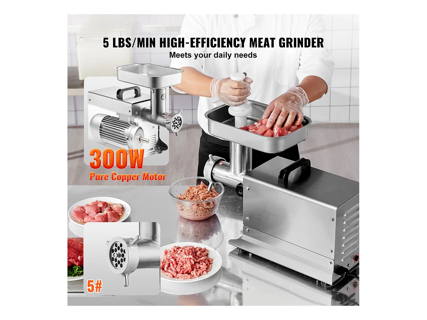 Hachoir à Viande SucceBuy Électrique Commercial 2kg/min Machine à Saucisses Cuisine, Compact et Efficace pour Petites Entreprises et Food Trucks