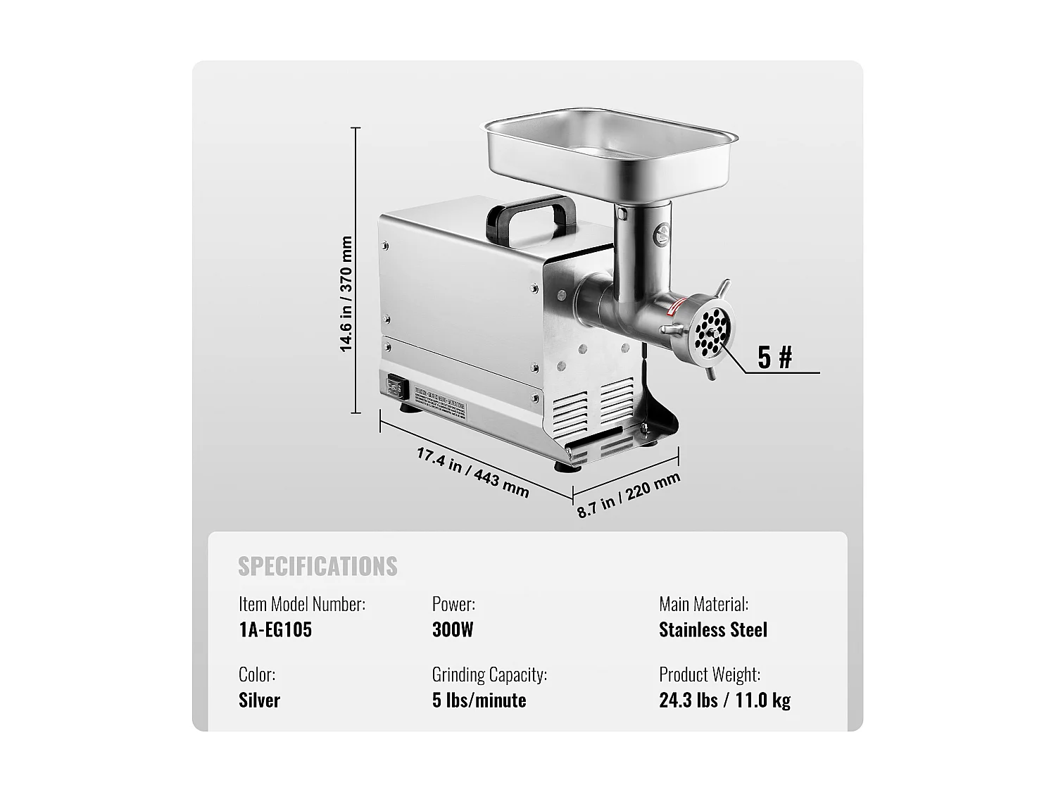 Hachoir à Viande SucceBuy Électrique Commercial 2kg/min Machine à Saucisses Cuisine, Compact et Efficace pour Petites Entreprises et Food Trucks