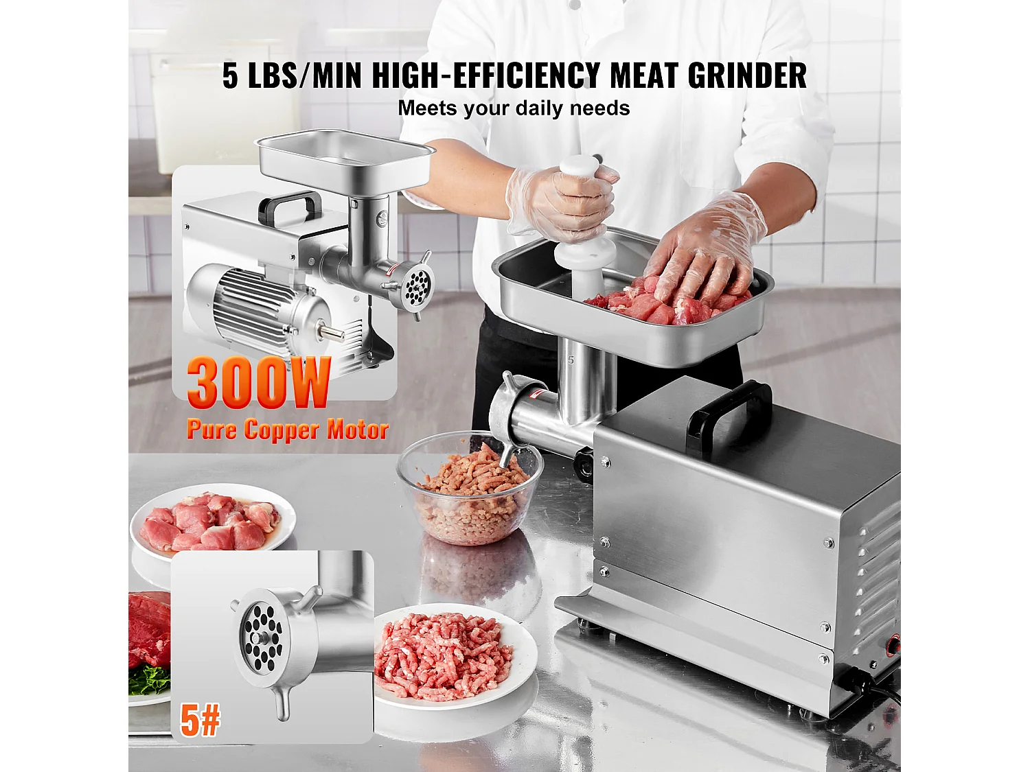Hachoir à Viande SucceBuy Électrique Commercial 2kg/min Machine à Saucisses Cuisine, Compact et Efficace pour Petites Entreprises et Food Trucks