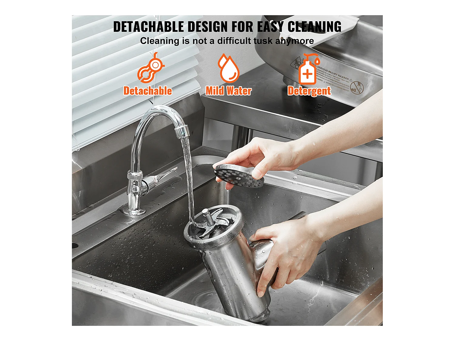 Hachoir à Viande SucceBuy Électrique Commercial 3kg/min Poussoir à Saucisses Cuisine, Idéal pour Préparations Culinaires et Ateliers de Boucherie