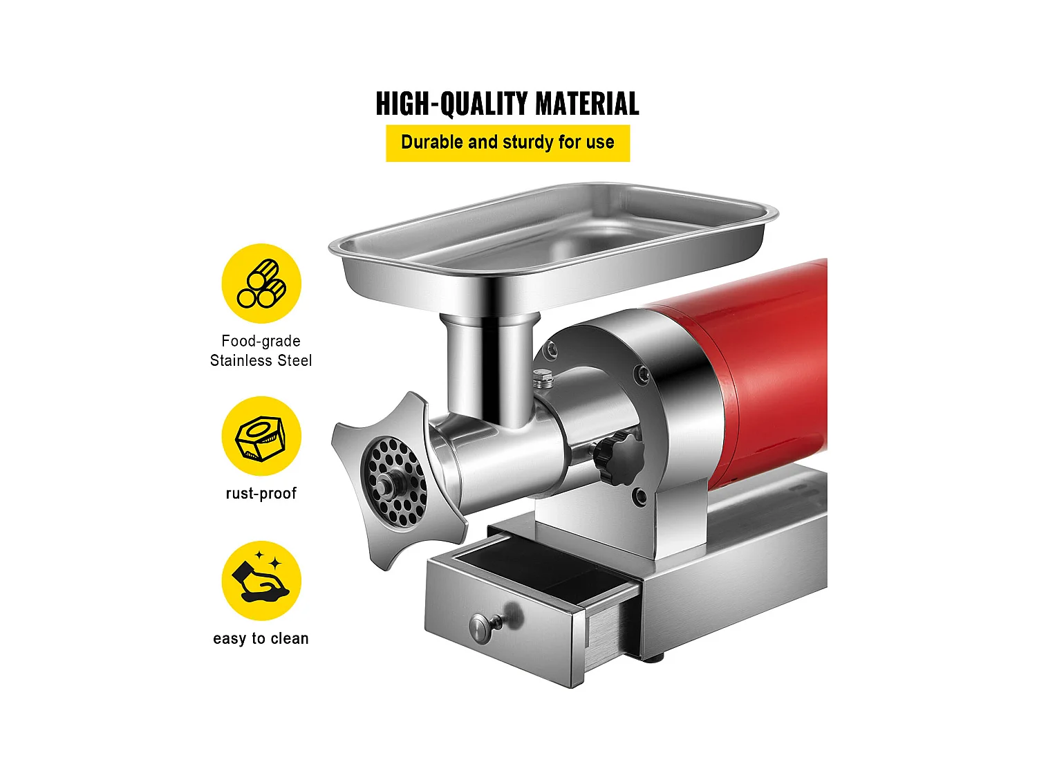 Hachoir à Viande SucceBuy Électrique 5kg/min Hachoir Électrique 1100 W, Excellent pour Cuisine Domestique et Petits Commerces Alimentaires