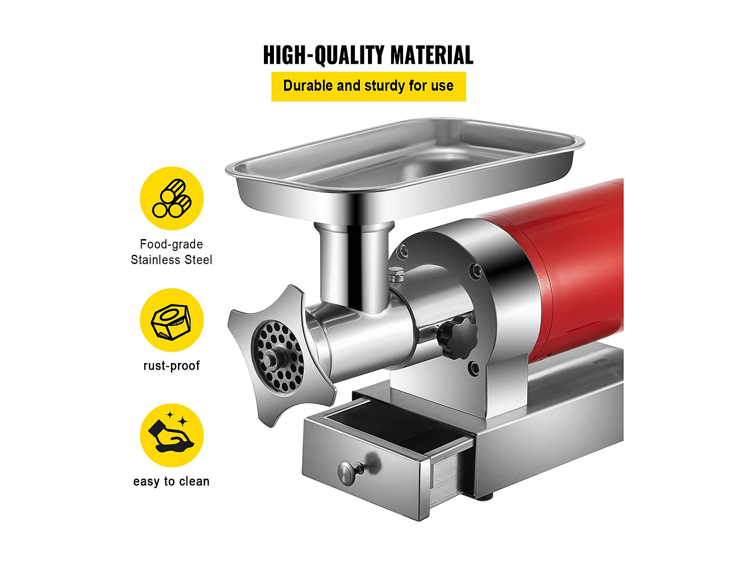 Hachoir à Viande SucceBuy Électrique 5kg/min Hachoir Électrique 1100 W, Excellent pour Cuisine Domestique et Petits Commerces Alimentaires
