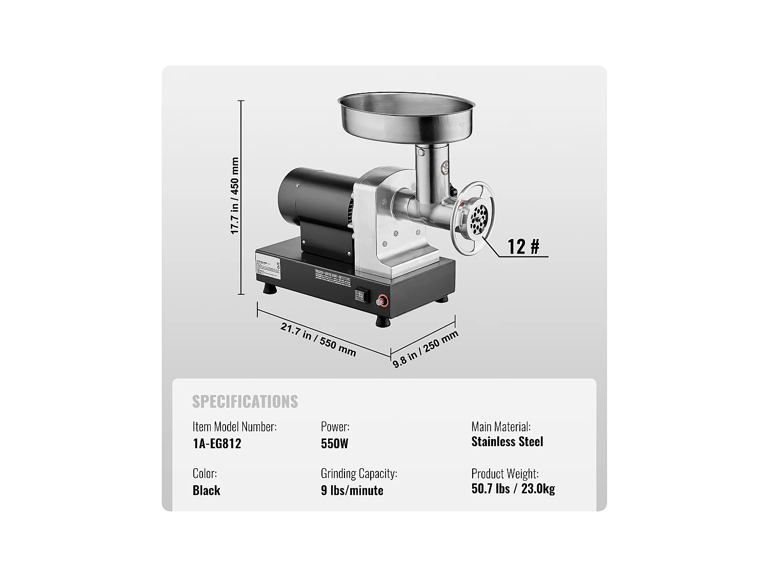 Moedor de Carne SucceBuy Elétrico Comercial 4kg/min Máquina de Salsichas Cozinha, Projetado para Restaurantes e Açougues com Alto Desempenho
