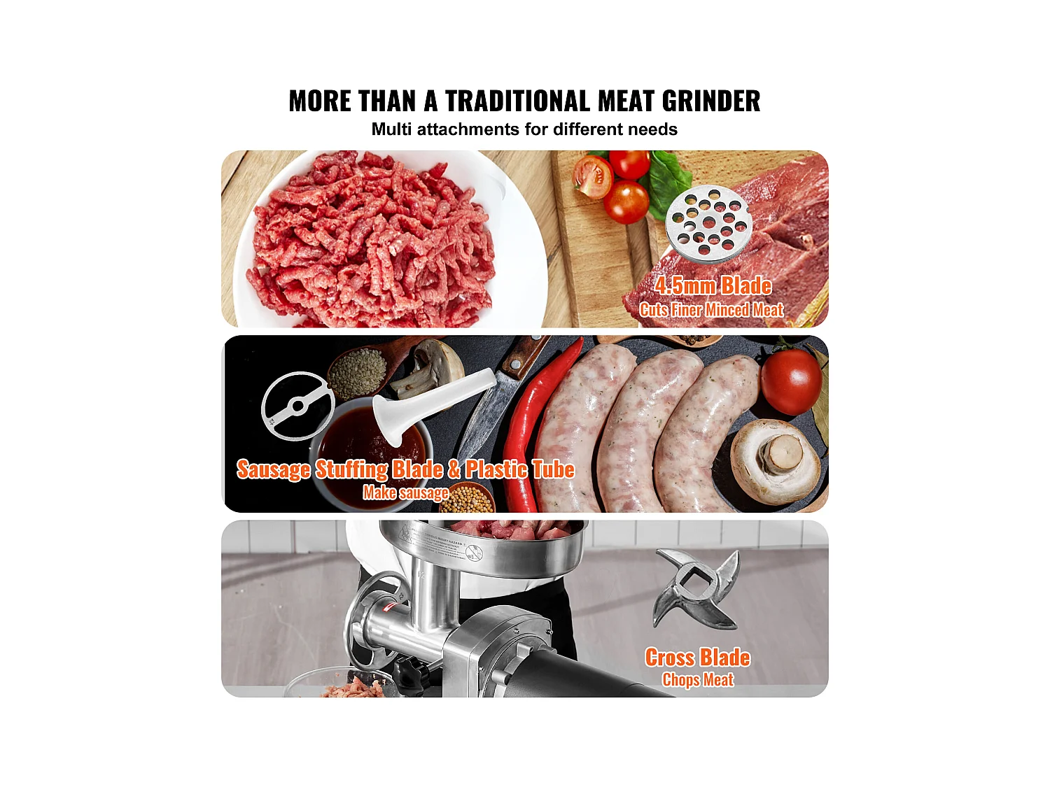 Moedor de Carne SucceBuy Elétrico Comercial 4kg/min Máquina de Salsichas Cozinha, Projetado para Restaurantes e Açougues com Alto Desempenho