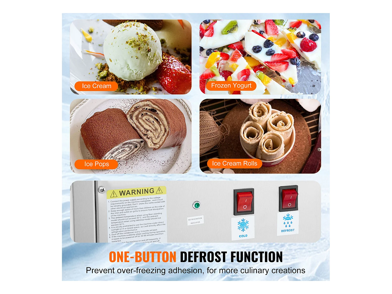 Gefrorene Eismaschine SucceBuy Frittierte Eismaschine 27,9 x 24,1 Cm, Edelstahl, mit Kompressor und 2 Schabern