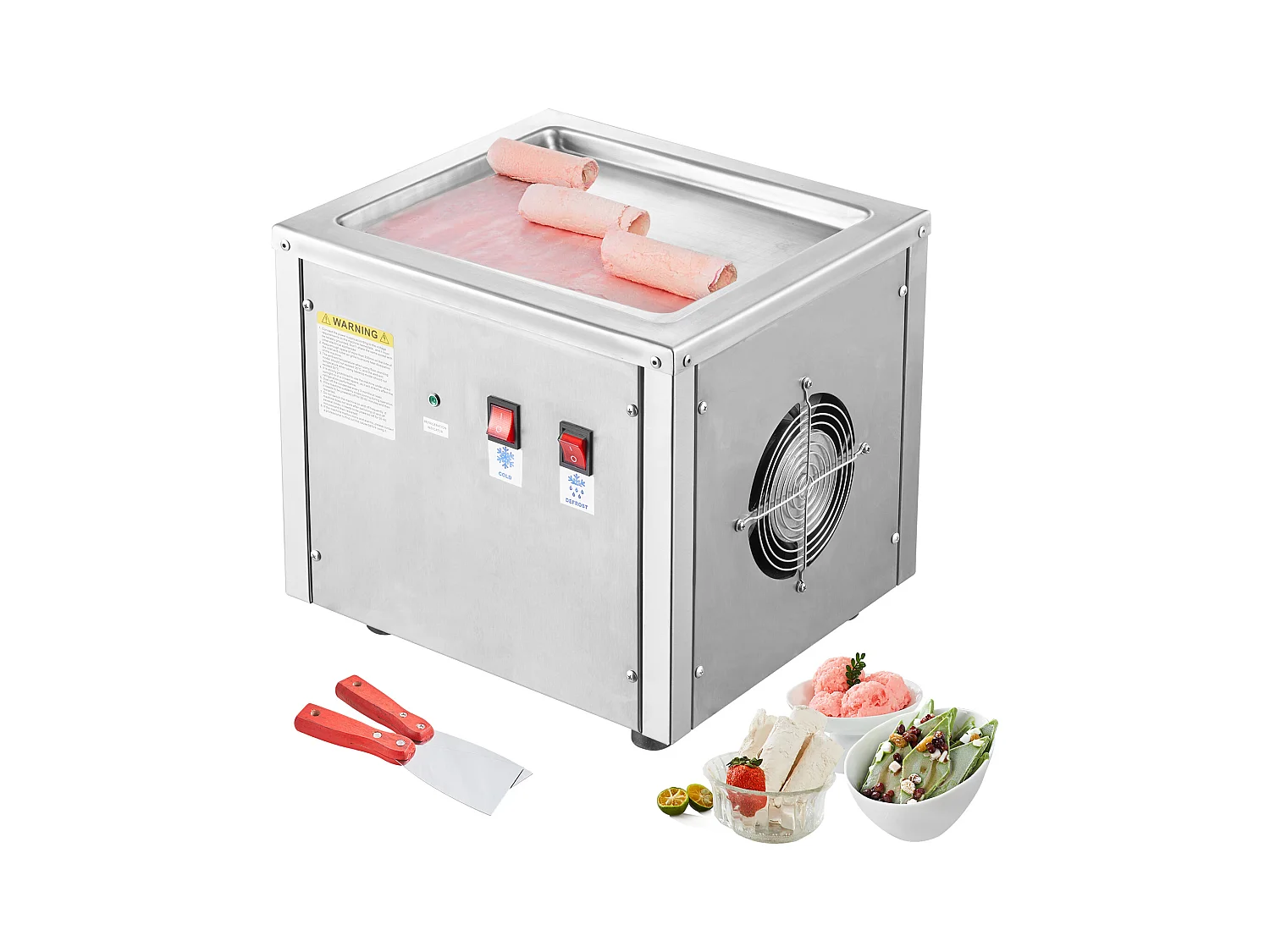 Gefrorene Eismaschine SucceBuy Frittierte Eismaschine 27,9 x 24,1 Cm, Edelstahl, mit Kompressor und 2 Schabern