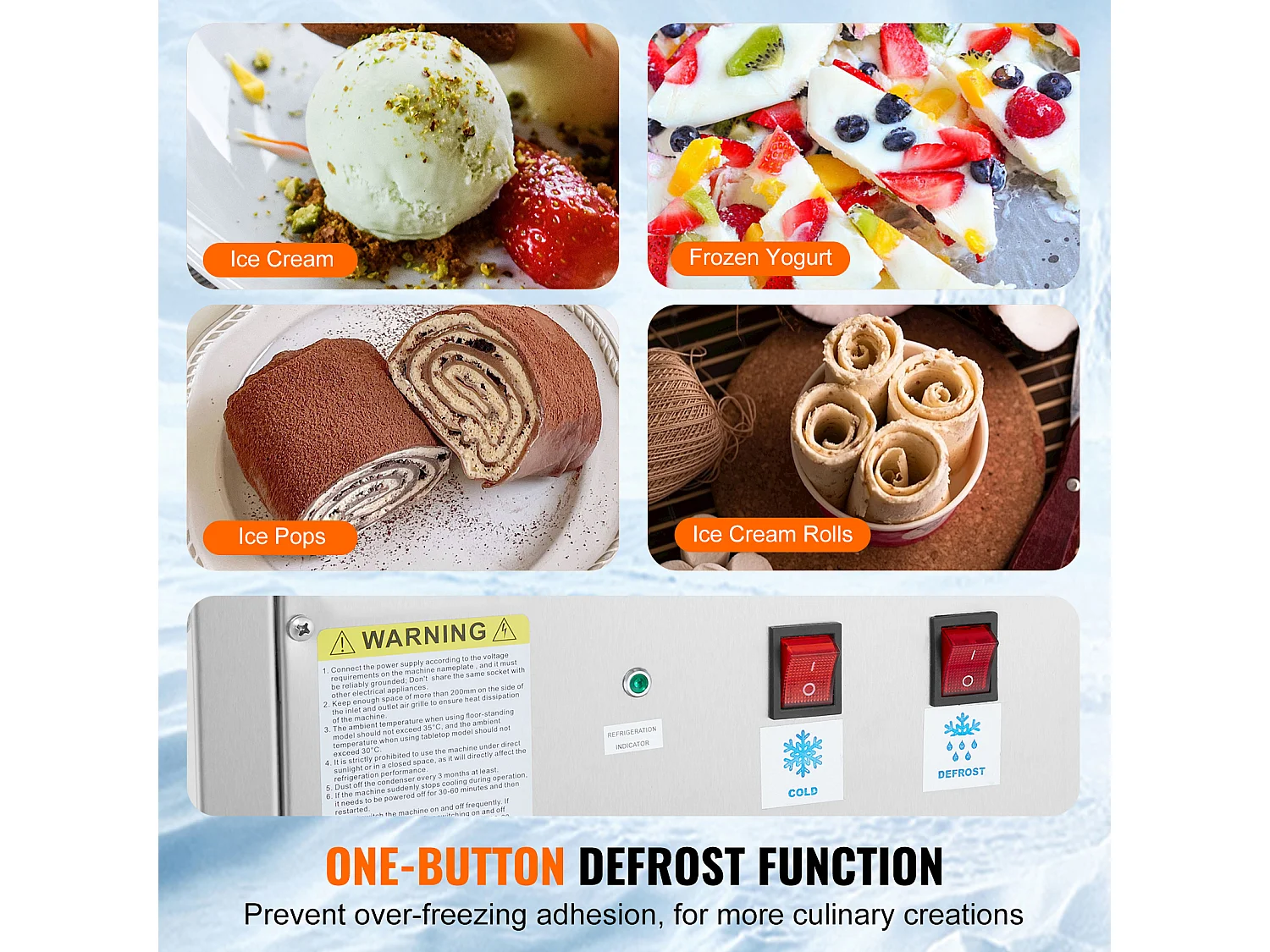 Sorbetière à Glace Frite SucceBuy Machine à Crème Glacée Frite 27,9 x 24,1 cm, Acier Inoxydable, avec Compresseur et 2 Grattoirs