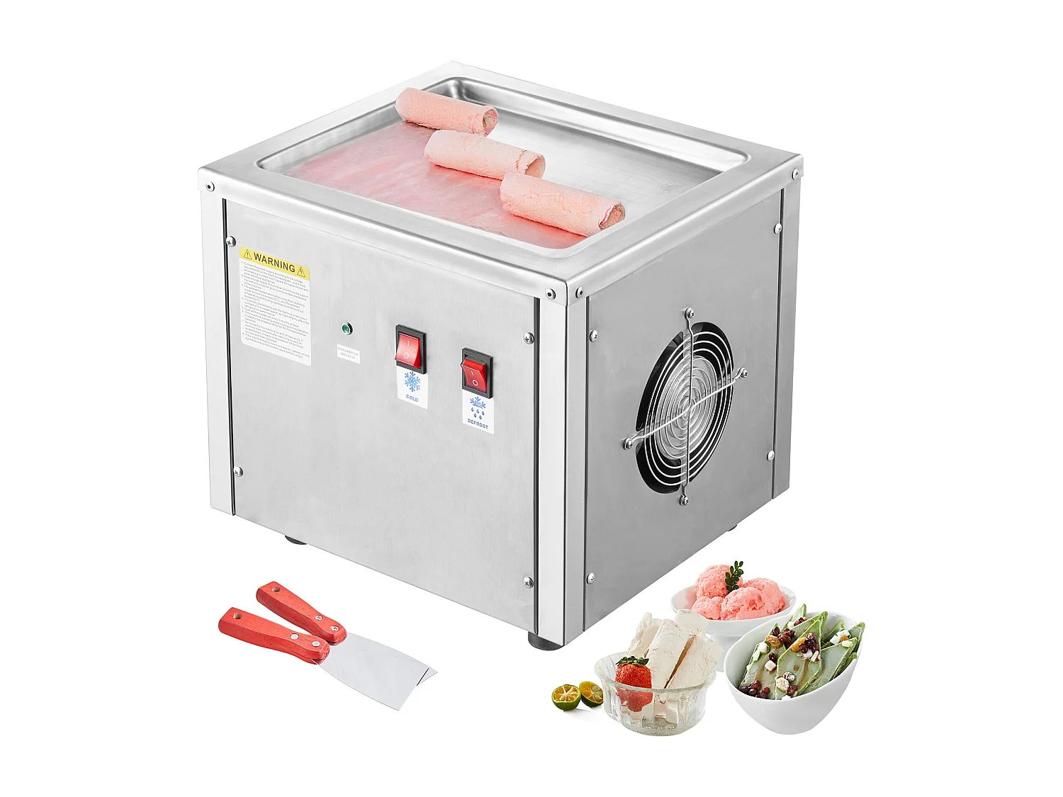 Sorbetière à Glace Frite SucceBuy Machine à Crème Glacée Frite 27,9 x 24,1 cm, Acier Inoxydable, avec Compresseur et 2 Grattoirs