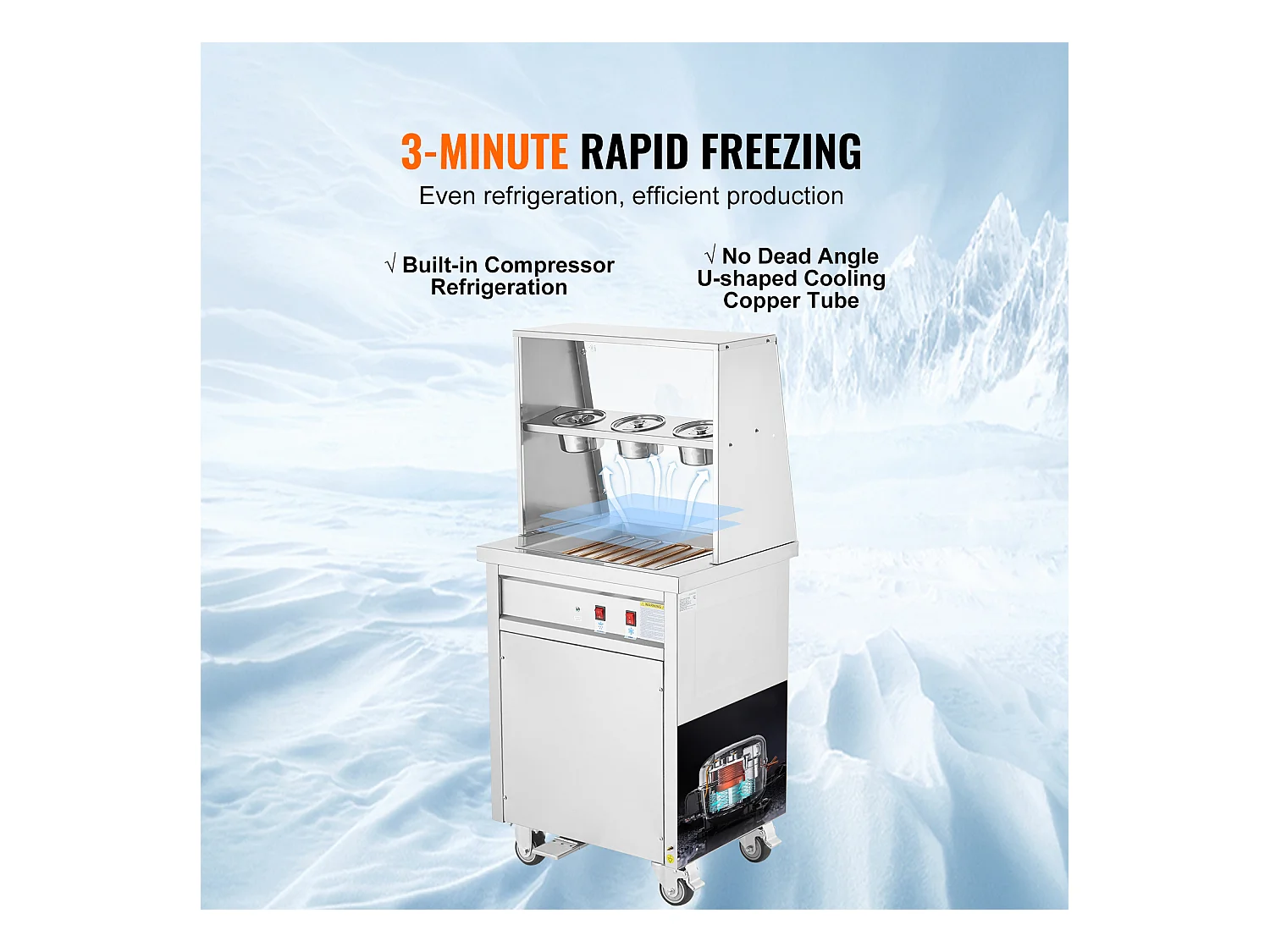 Sorbetière à Glace Frite SucceBuy Machine à Rouler la Crème Glacée Frite, Moule de 35 x 35cm, Machine Professionnelle