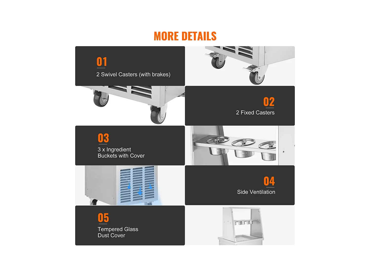 Sorbetière à Glace Frite SucceBuy Machine à Rouler la Crème Glacée Frite, Moule de 35 x 35cm, Machine Professionnelle