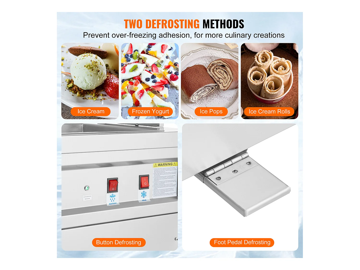 Sorbetière à Glace Frite SucceBuy Machine à Rouler la Crème Glacée Frite, Moule de 35 x 35cm, Machine Professionnelle