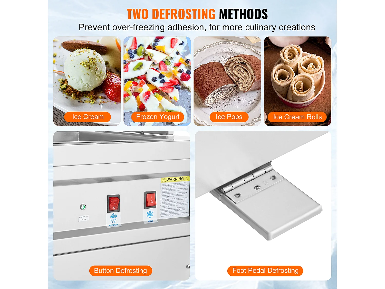 Sorbetière à Glace Frite SucceBuy Machine à Rouler la Crème Glacée Frite, Moule de 35 x 35cm, Machine Professionnelle