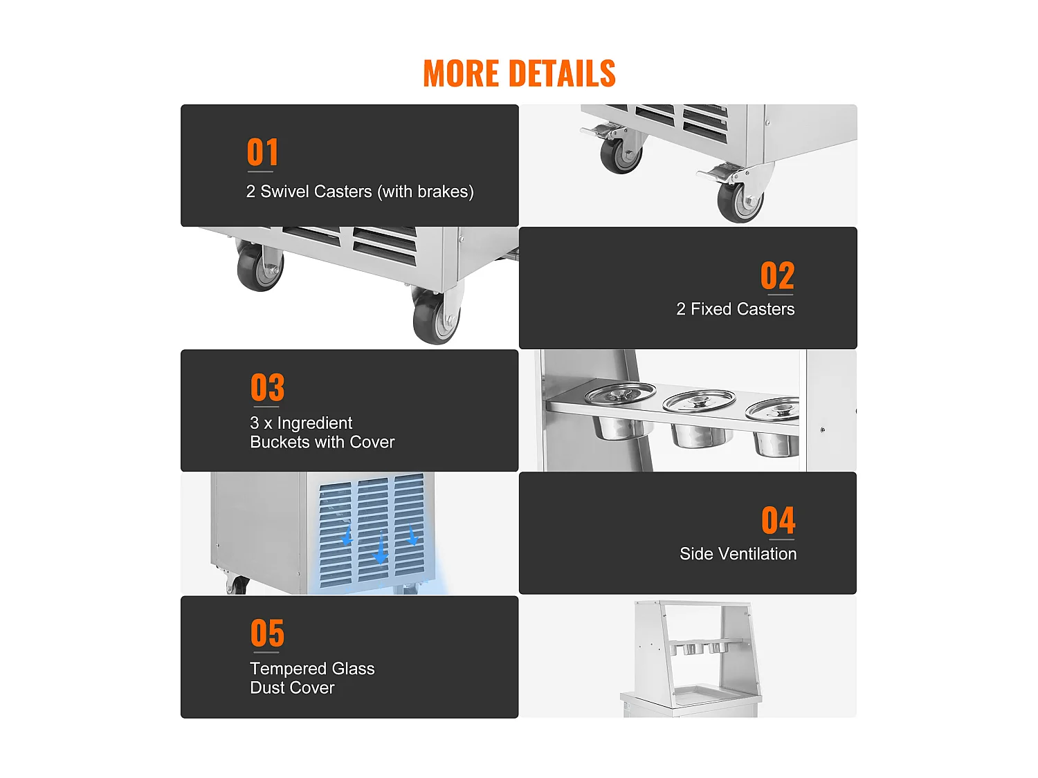 Sorbetière à Glace Frite SucceBuy Machine à Rouler la Crème Glacée Frite, Moule de 35 x 35cm, Machine Professionnelle