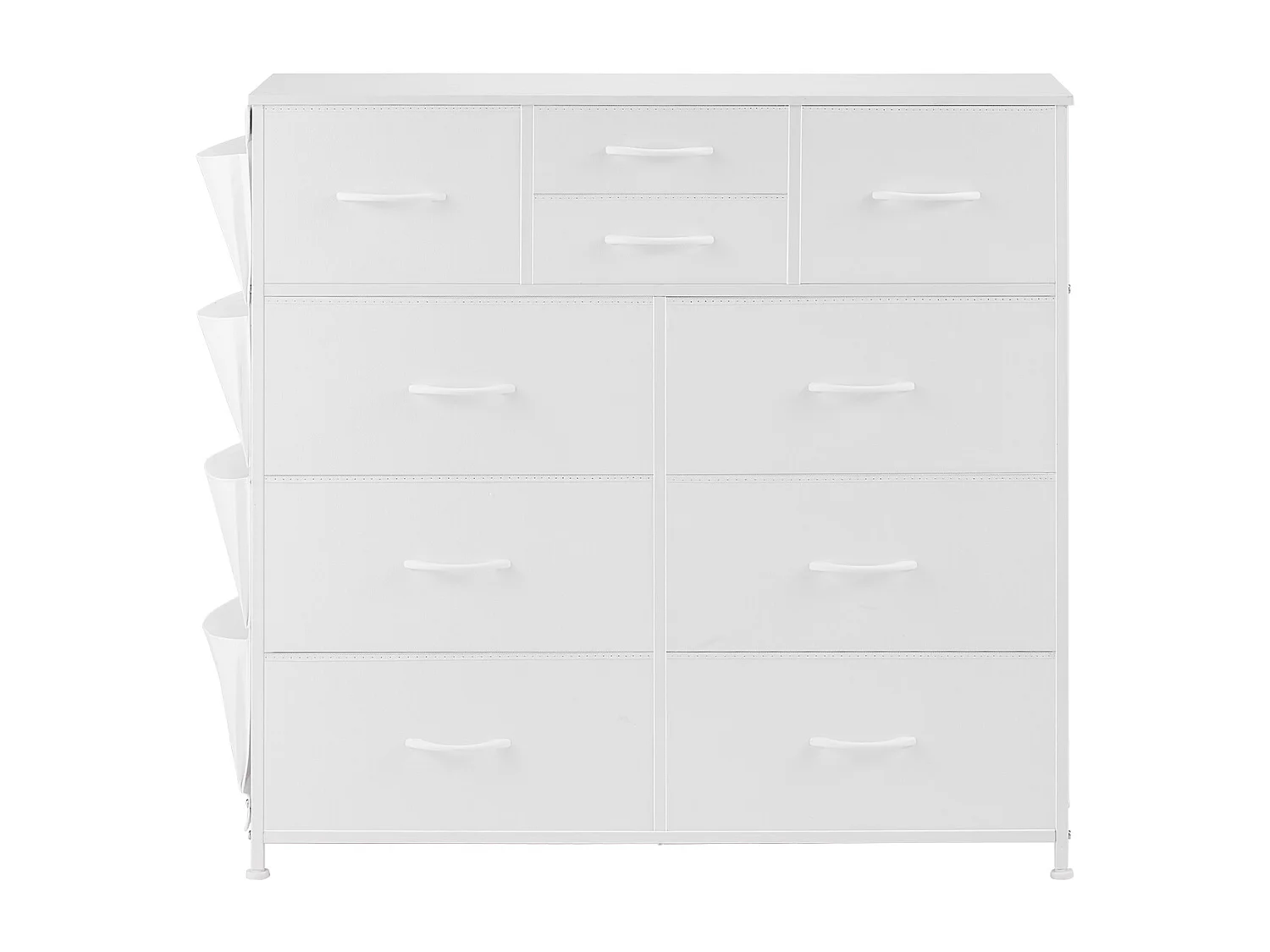 Commode Meuble de Rangement SucceBuy Commode 10 Tiroirs, Bacs de Rangement en Tissu et Cadre en Acier, Blanc