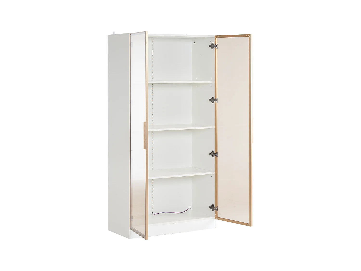 Vitrine blanc avec 2 portes en verre brun et 3 tablettes, LED inclus - 80x40x160cm