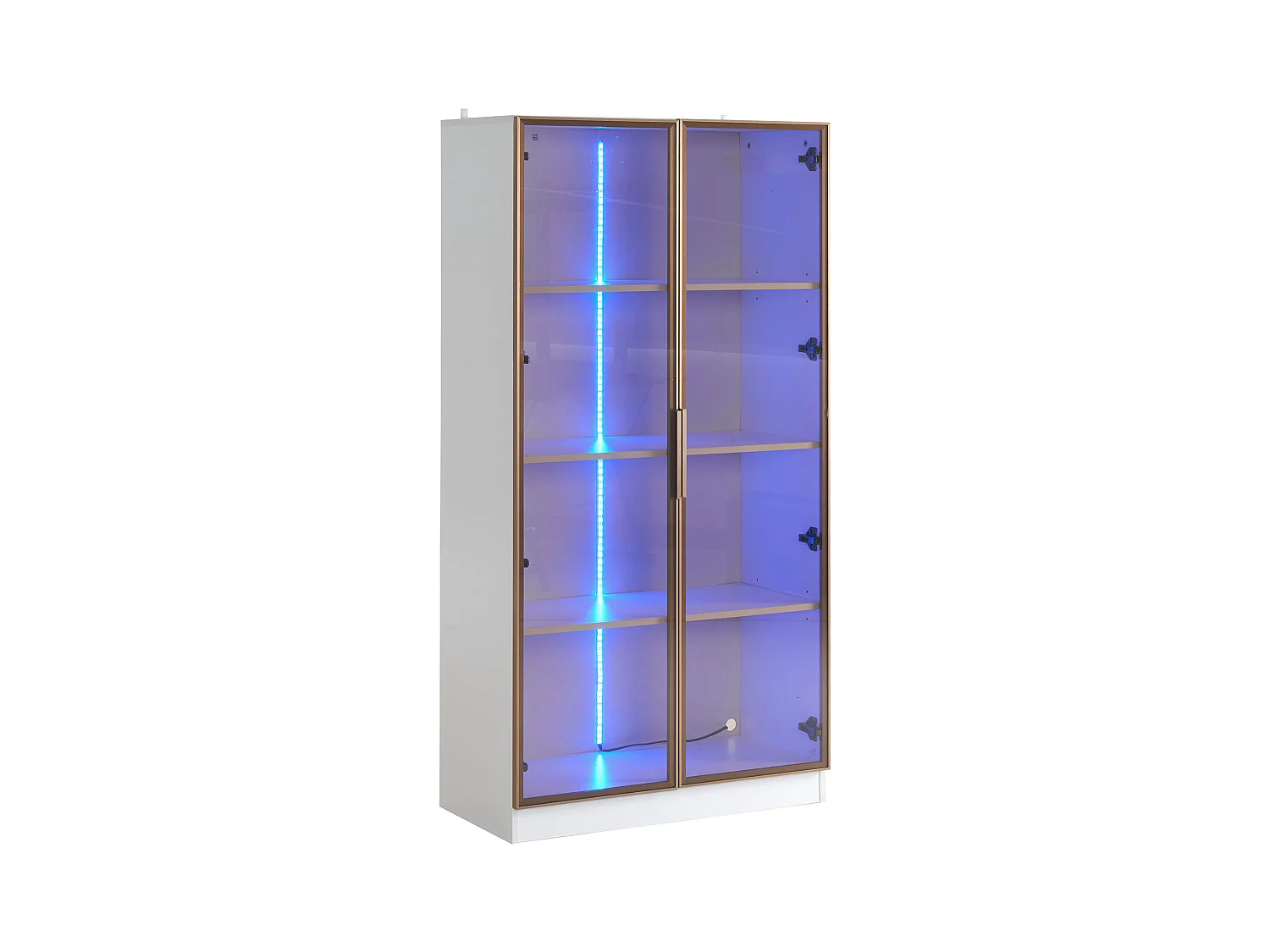 Vitrine blanc avec 2 portes en verre brun et 3 tablettes, LED inclus - 80x40x160cm