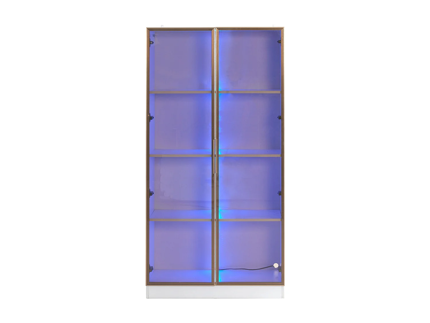 Vitrine branca com 2 portas de vidro marrom e 3 prateleiras, LED incluso - 80x40x160cm