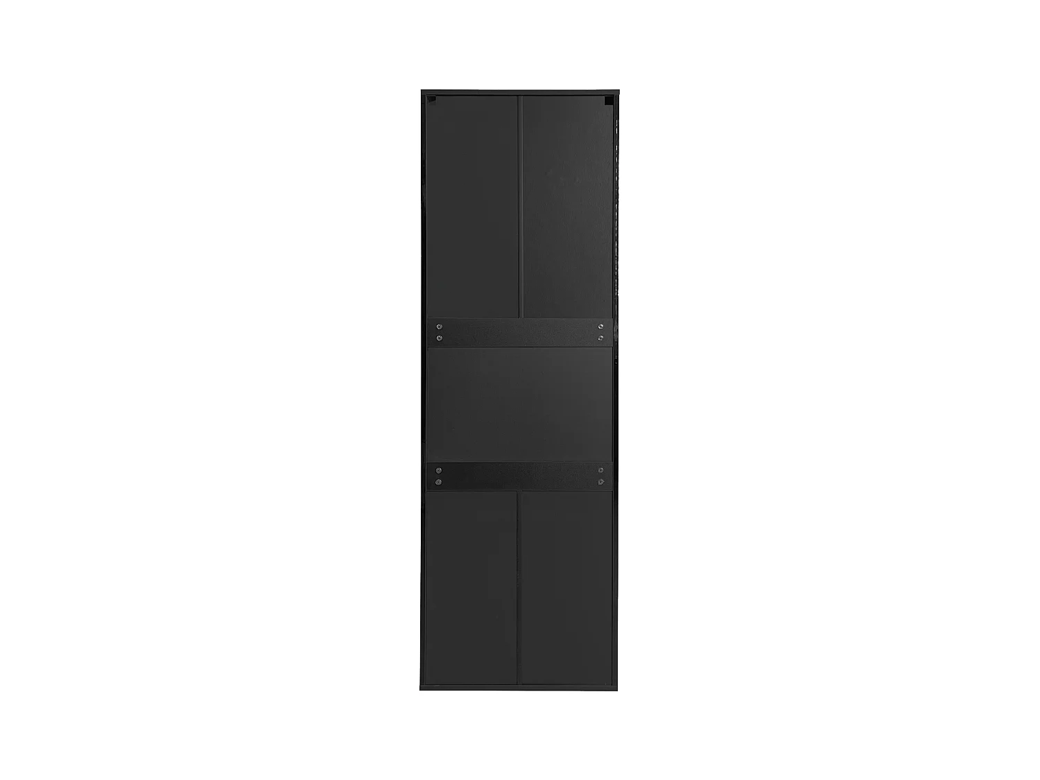 Vitrine haute avec 3 tablettes en verre, corps en MDF noir laqué, LED inclus - 55x38x166cm