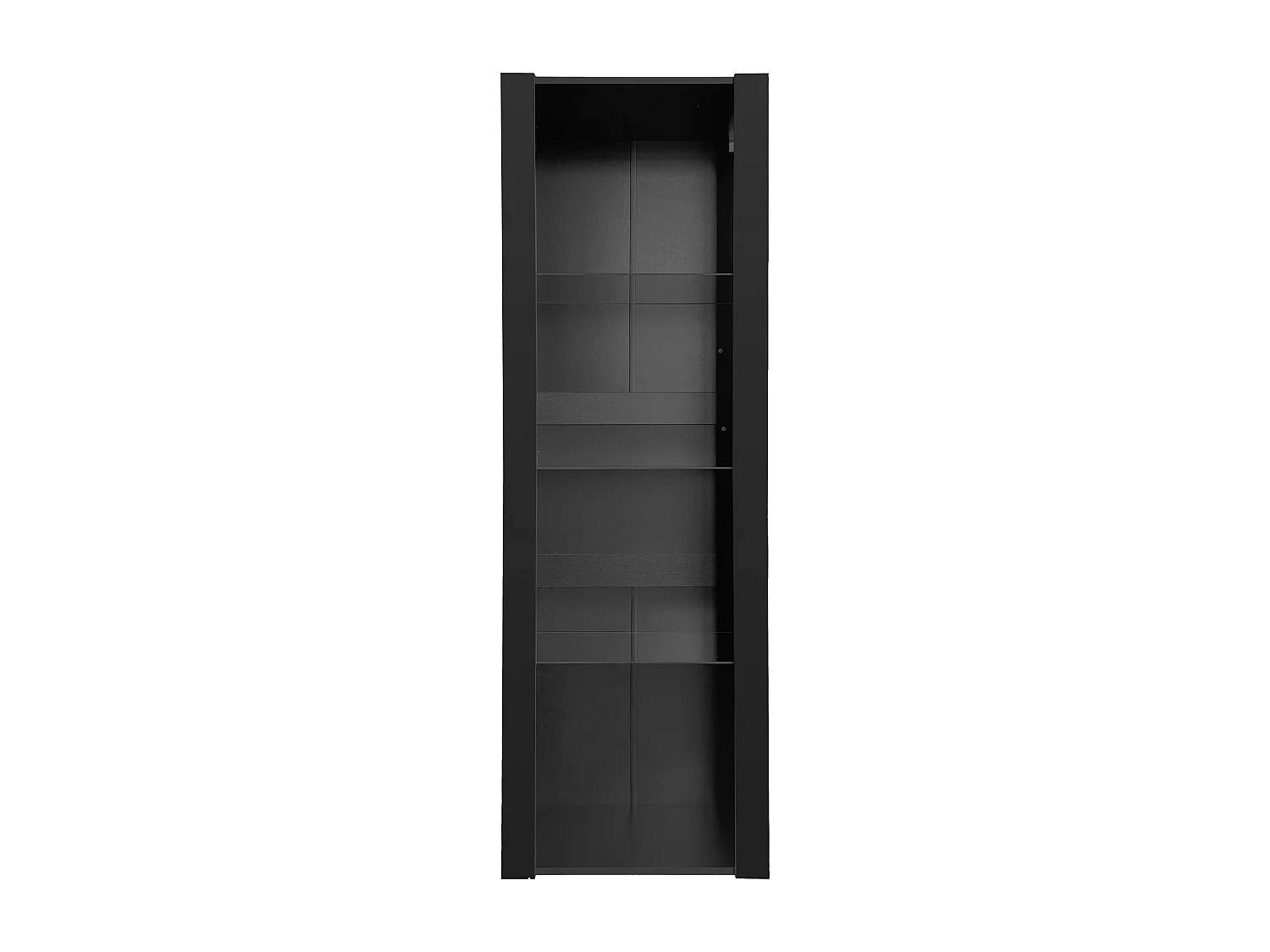Vitrine alta com 3 prateleiras de vidro, corpo em MDF lacado preto, LED incluído - 55x38x166cm