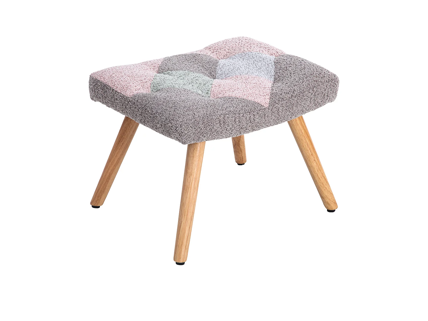 Mecedora con 1 cojín lumbar y taburete, respaldo regulable, estructura de metal y patas de madera, multicolor