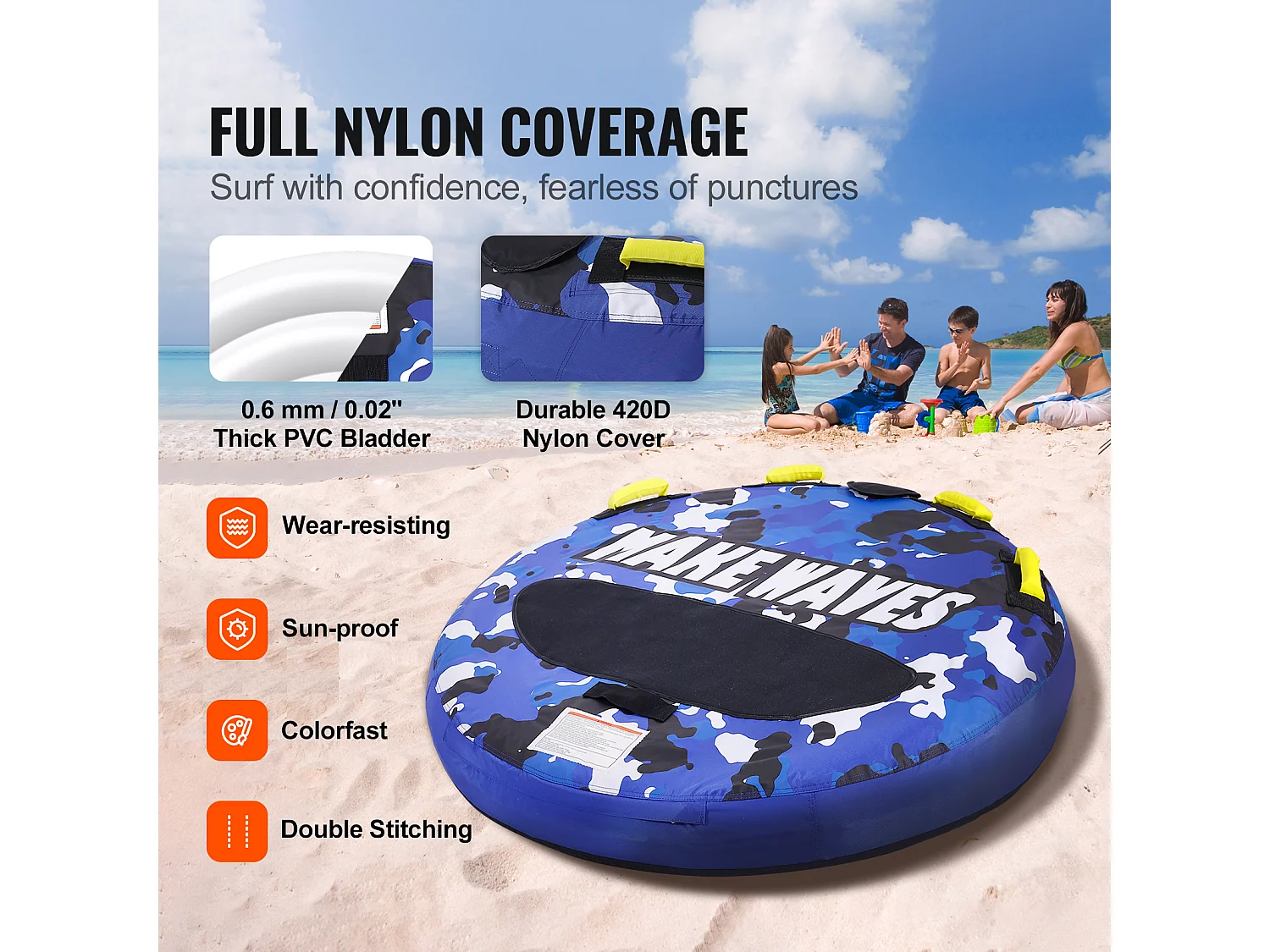 Schleppbarer Tretboot SucceBuy, für 1-2 Personen, 154 kg, 132 cm, Nylon-Hülle, EVA-Griffe