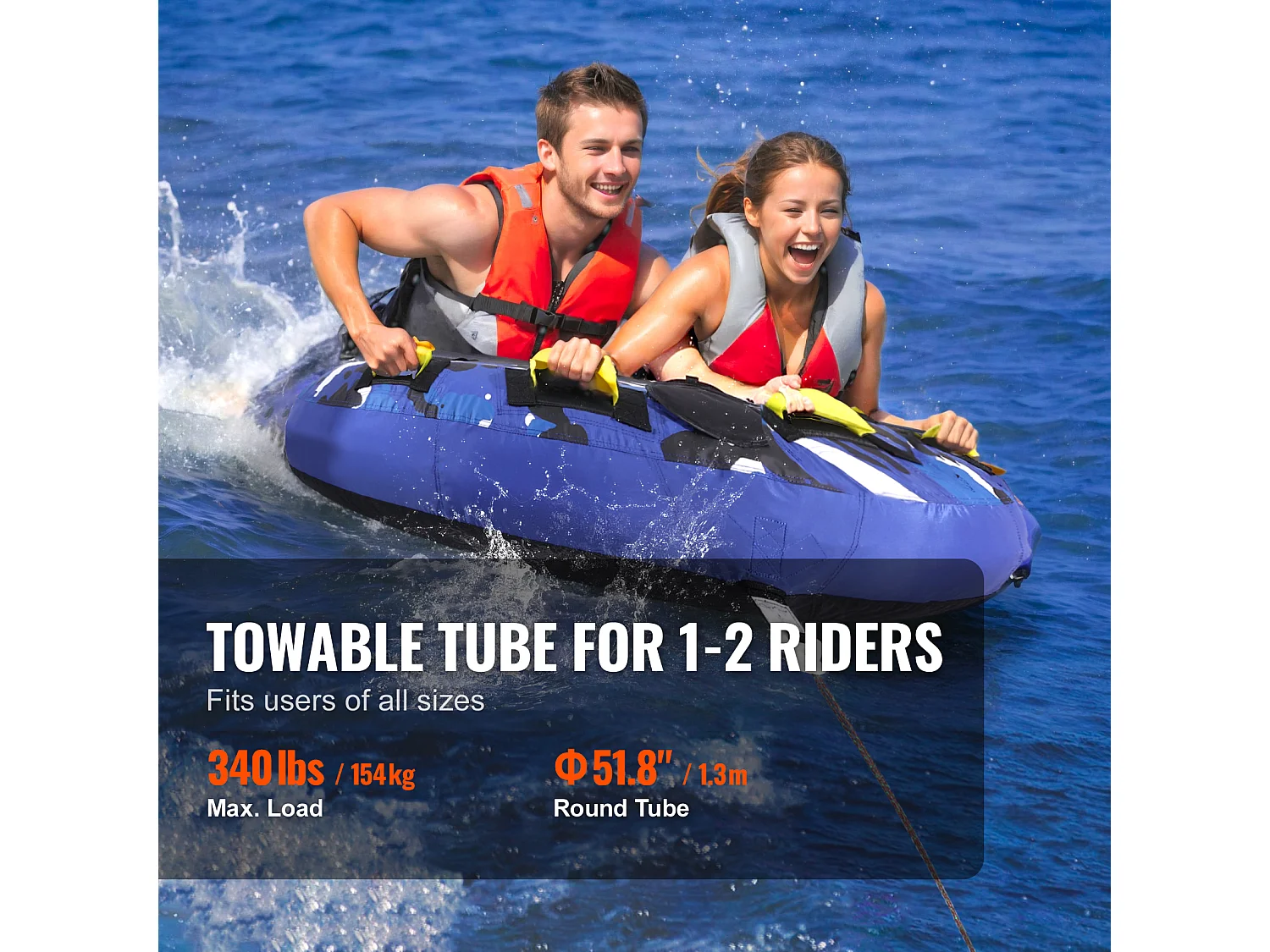 Schleppbarer Tretboot SucceBuy, für 1-2 Personen, 154 kg, 132 cm, Nylon-Hülle, EVA-Griffe