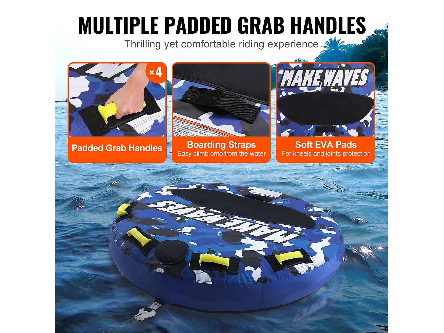 Schleppbarer Tretboot SucceBuy, für 1-2 Personen, 154 kg, 132 cm, Nylon-Hülle, EVA-Griffe