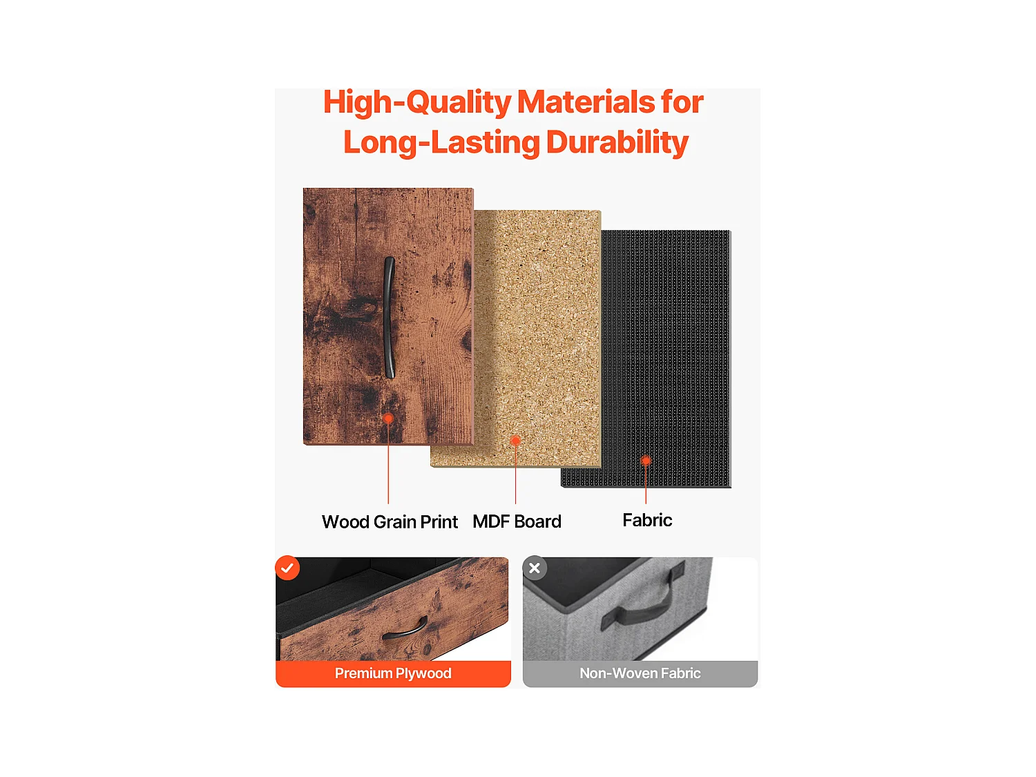 Commode Meuble de Rangement SucceBuy Commode en Tissu avec 6 Tiroirs pour Chambre, Finition Marron Rustique