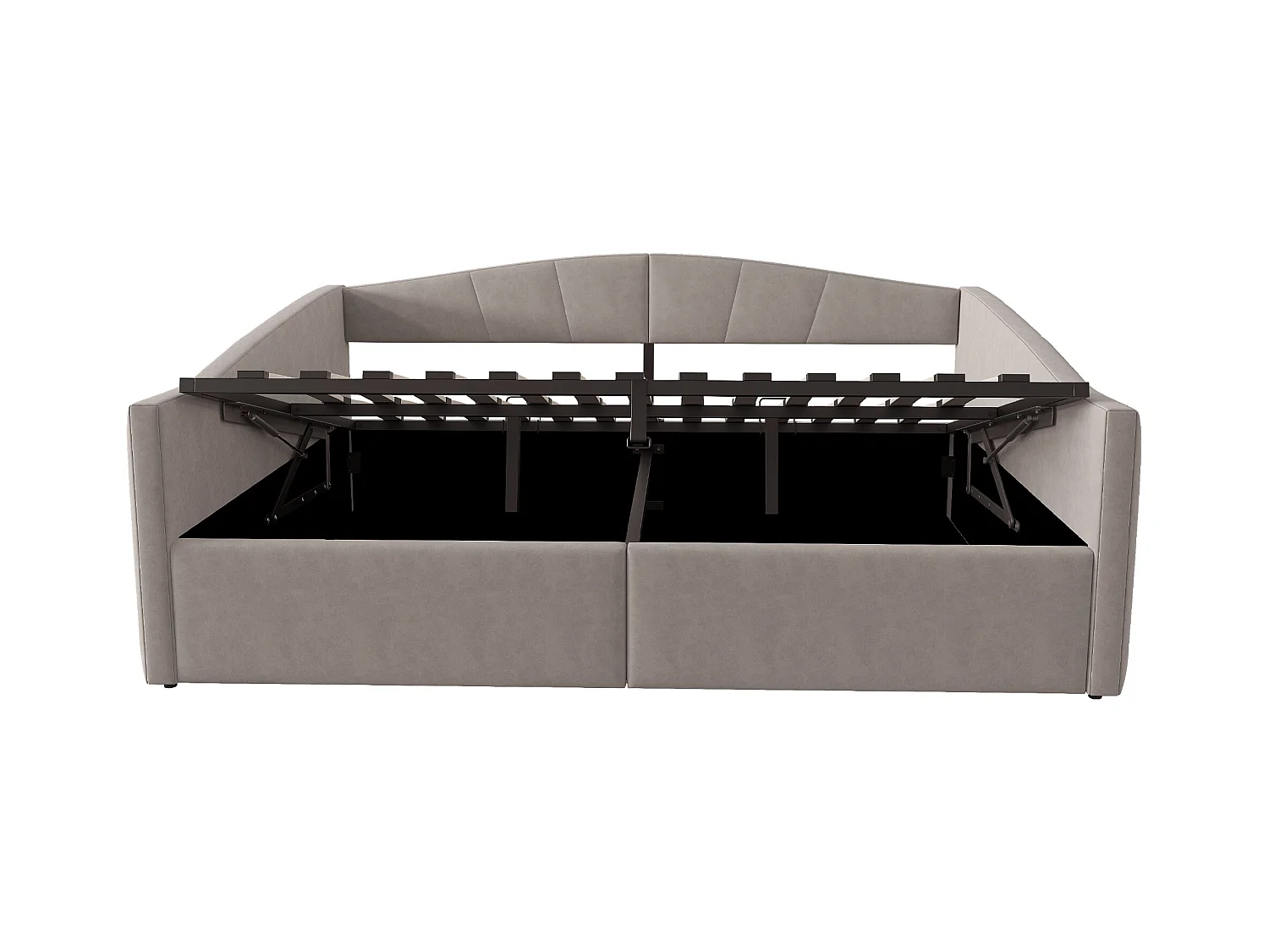 Lit coffre adulte, lit banquette 140x200cm gris en velours, sommier à lattes, sans matelas