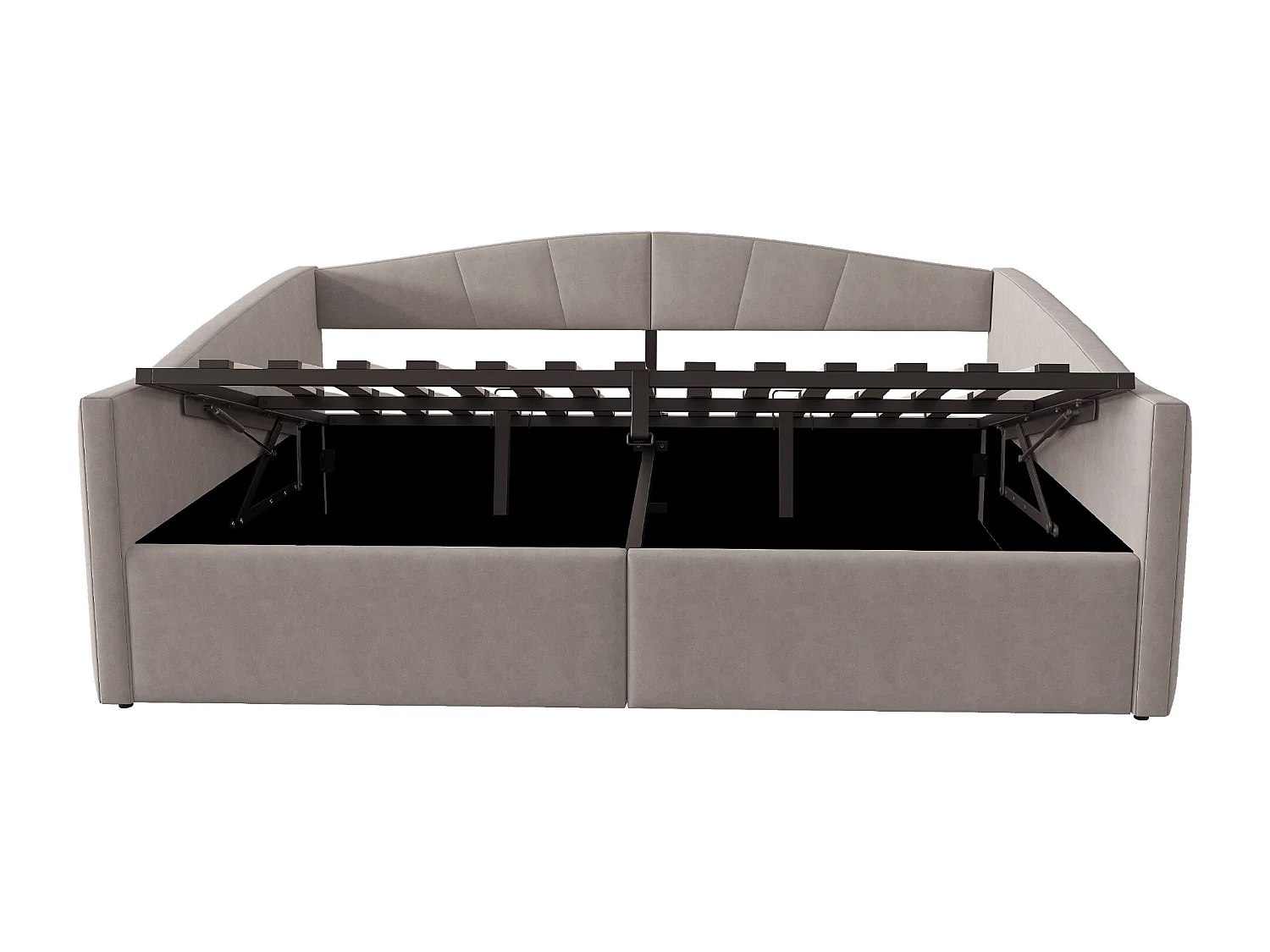 Lit coffre adulte, lit banquette 140x200cm gris en velours, sommier à lattes, sans matelas