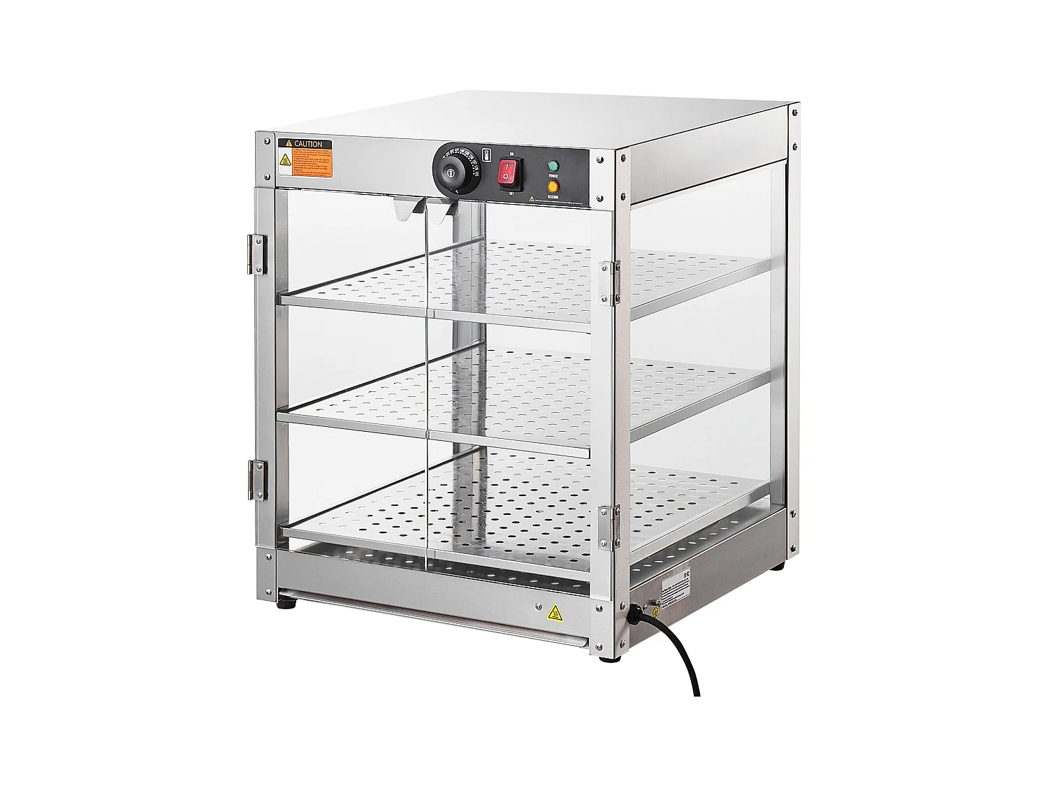 Vitrine Chauffante SucceBuy, Armoire à Pizza Commerciale à 3 Niveaux pour Réchauffeur de Nourriture avec Lumière