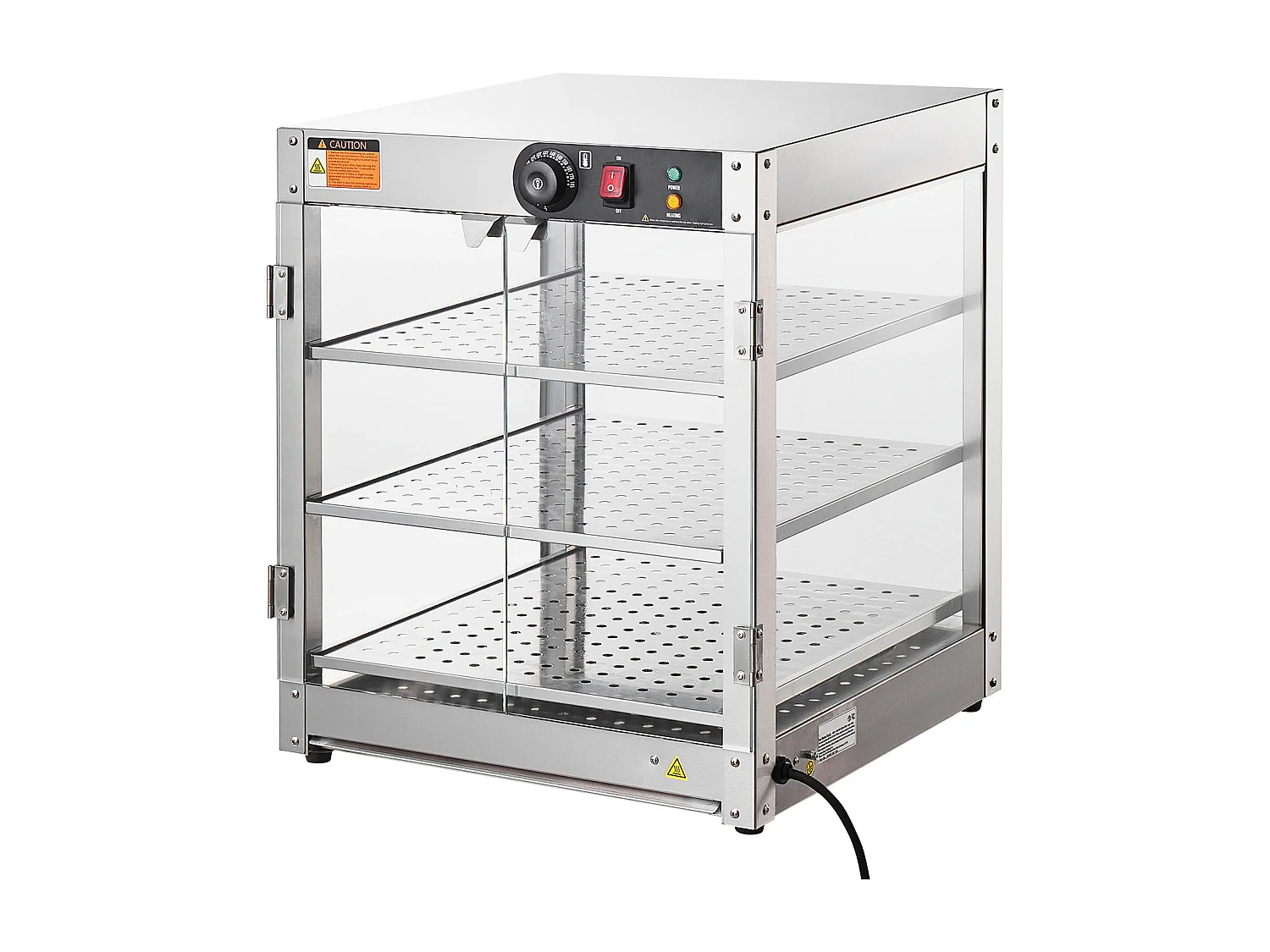 Vitrine Chauffante SucceBuy, Armoire à Pizza Commerciale à 3 Niveaux pour Réchauffeur de Nourriture avec Lumière