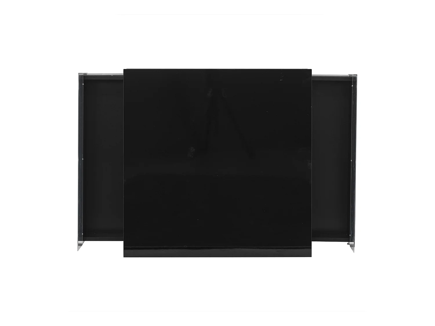 Vierkante salontafel 70x70x41cm met 2 lades en LED, onderstel in glanzend zwarte lak