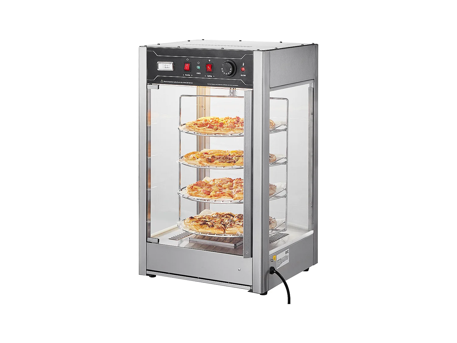 Vitrine Aquecida SucceBuy, Apresentador Aquecido para Pizza de 36 cm, Recalentador Elétrico Comercial de 4 Níveis