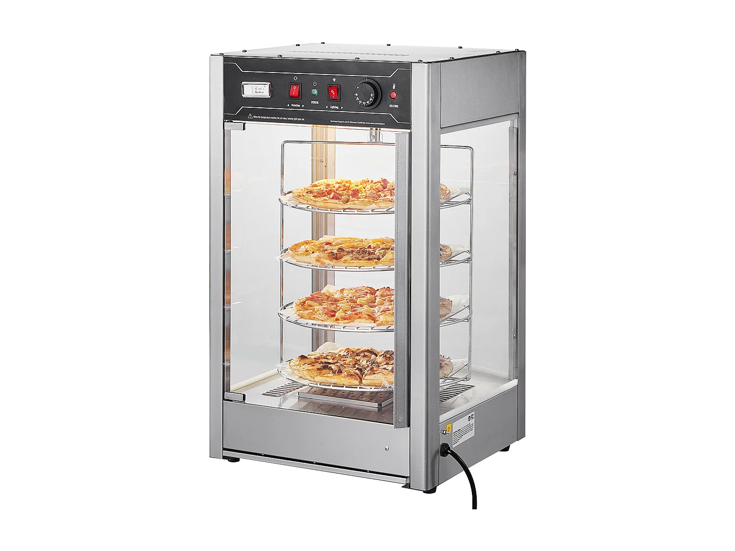 Vitrine Chauffante SucceBuy, Présentoir Chauffant pour Pizza 36 cm, Réchaud Électrique Commercial à 4 niveaux