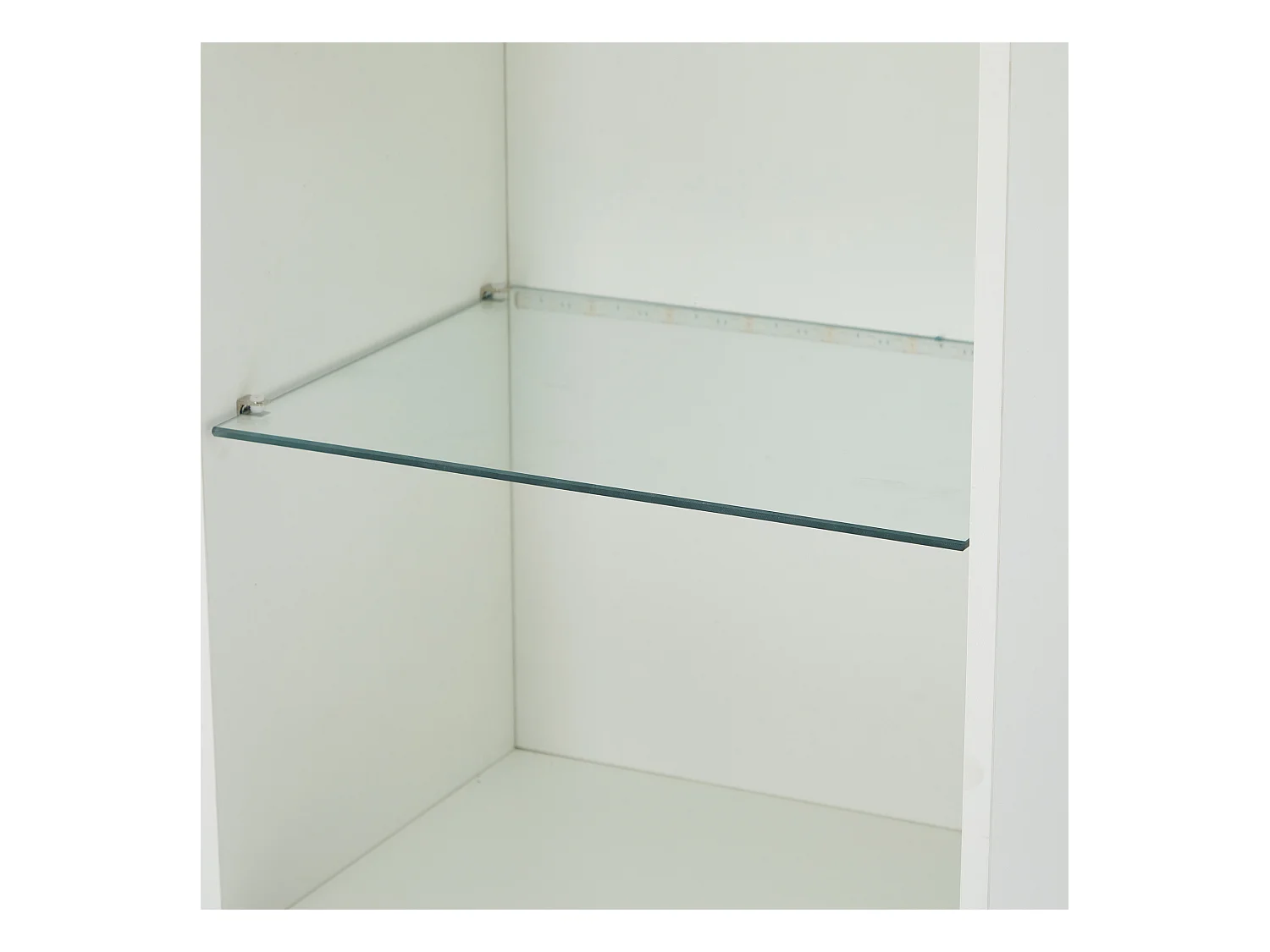 vitrine blanche haut brillant avec 2 portes et 1 tablette en verre, LED inclus - 45x35x160cm