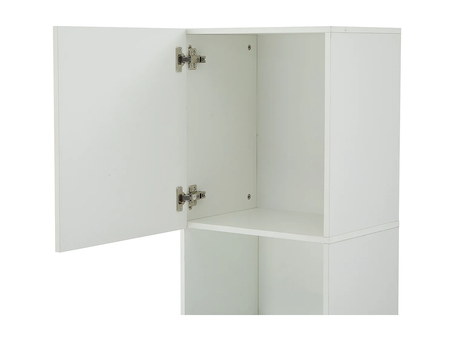 vitrine blanche haut brillant avec 2 portes et 1 tablette en verre, LED inclus - 45x35x160cm