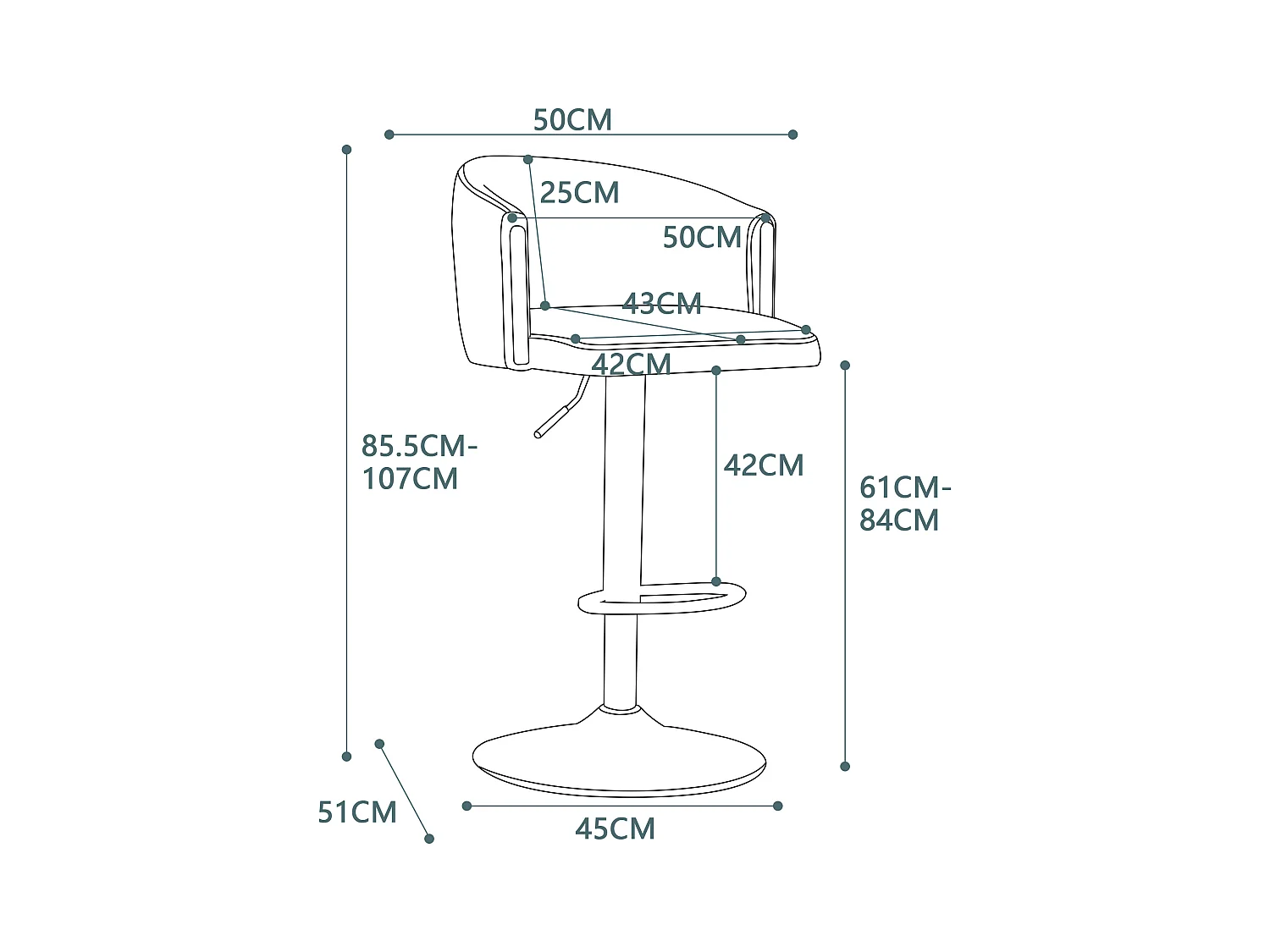 Lot de 2 tabourets de bar pivotants en velours gris, réglable en hauteur, cadre en métal doré