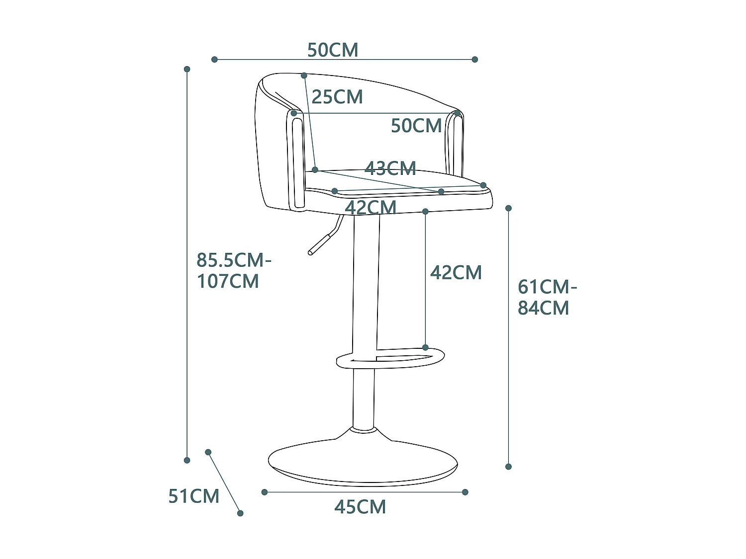 Lot de 2 tabourets de bar pivotants en velours gris, réglable en hauteur, cadre en métal doré