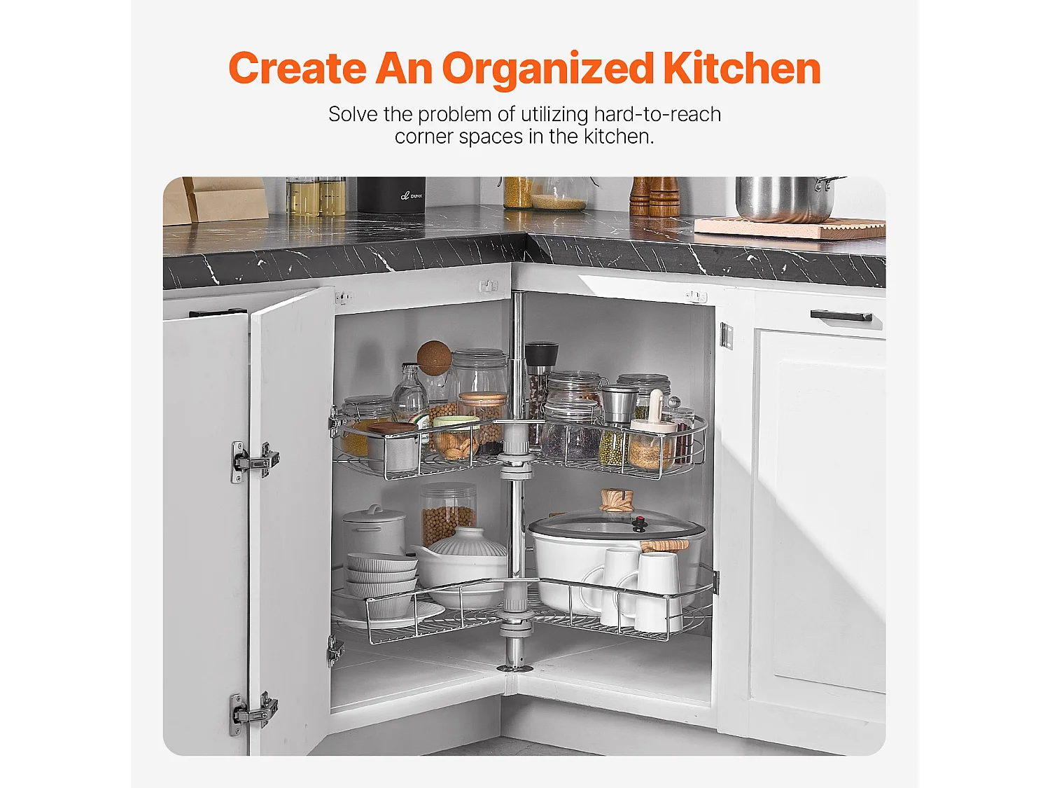 Organisateur D'angle SucceBuy en Forme de Rein, 71 cm, Transformez Espace de Rangement de Cuisine