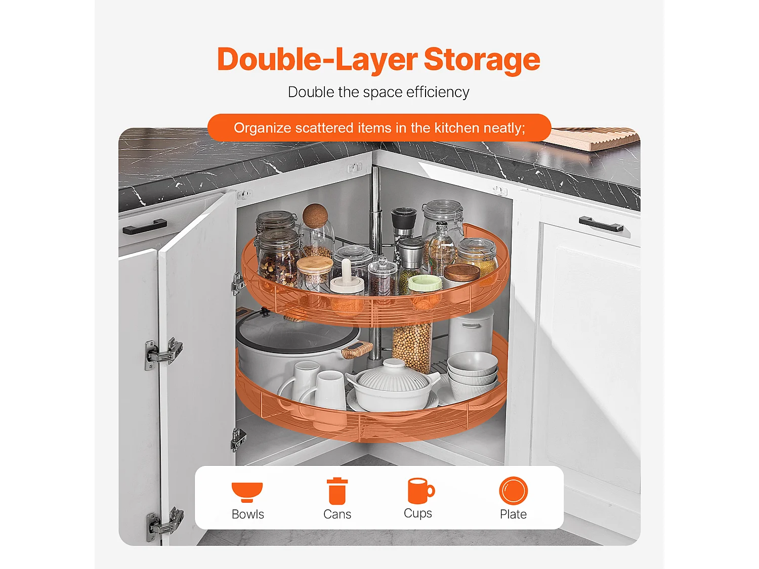 Organisateur D'angle SucceBuy en Forme de Rein, 71 cm, Transformez Espace de Rangement de Cuisine