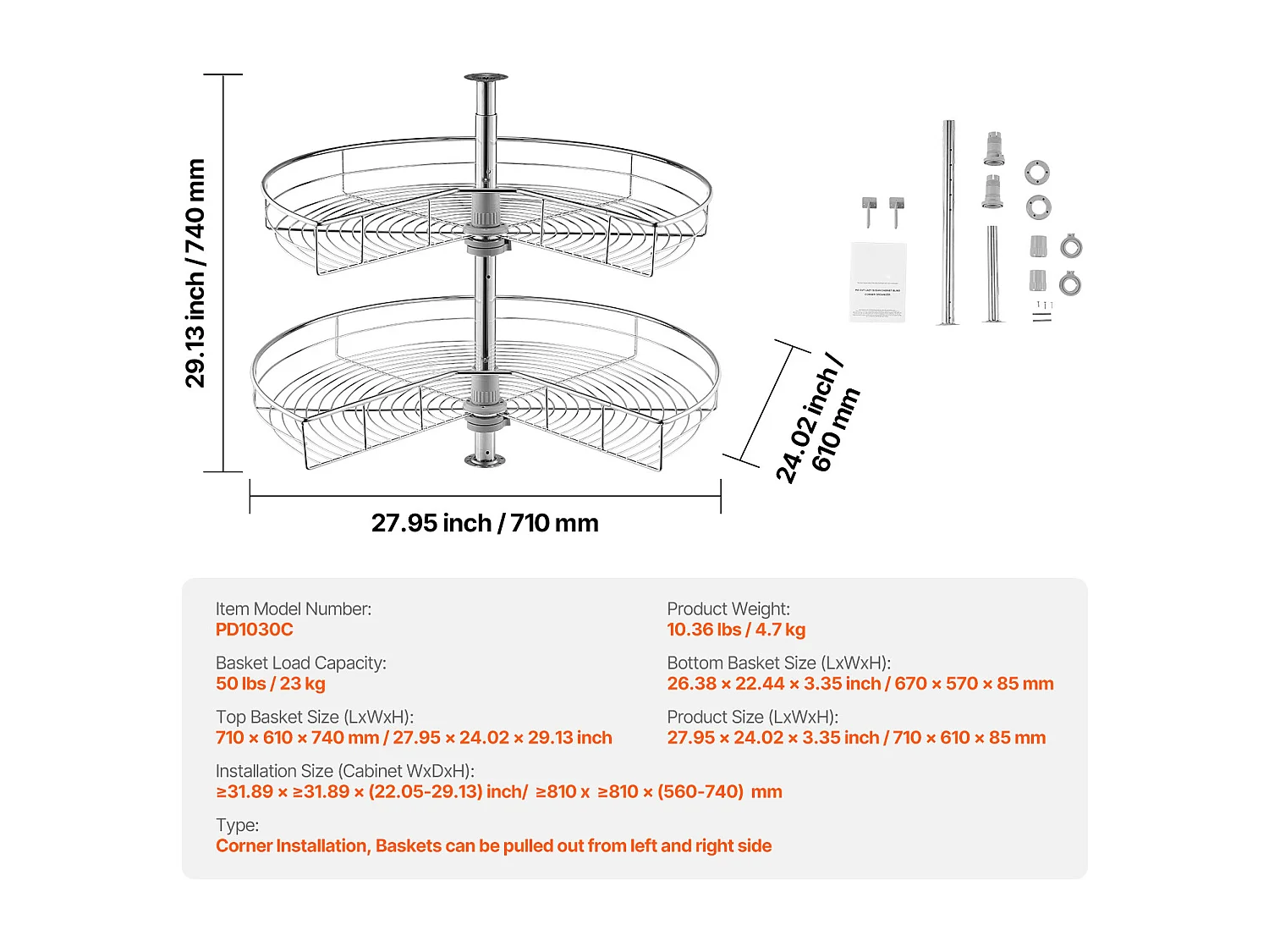 Organizador de Cantor SucceBuy em Forma de L, 71 cm, Transforme o Espaço de Arrumação da Cozinha