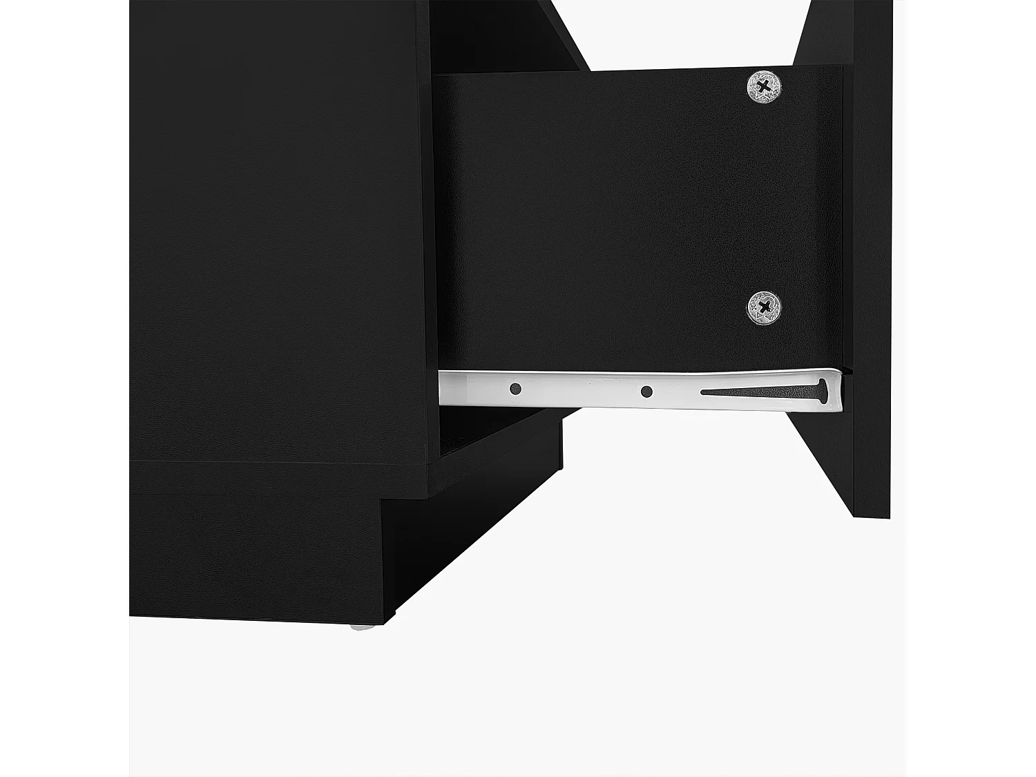 Table basse rectangle 100x50x35.5cm avec 2 tiroirs latéraux et plateau en verre, LED, noir