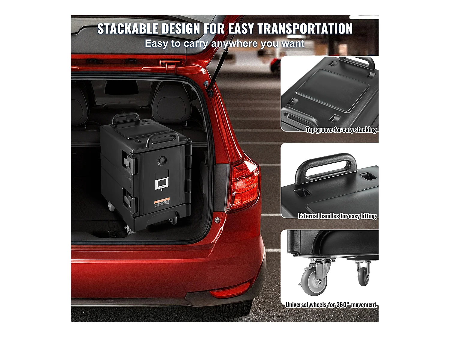 Caja de Transporte Aislado SucceBuy, Porta-Plato Isotermo para Alimentos 77 L, Caja de Vajilla Apilable
