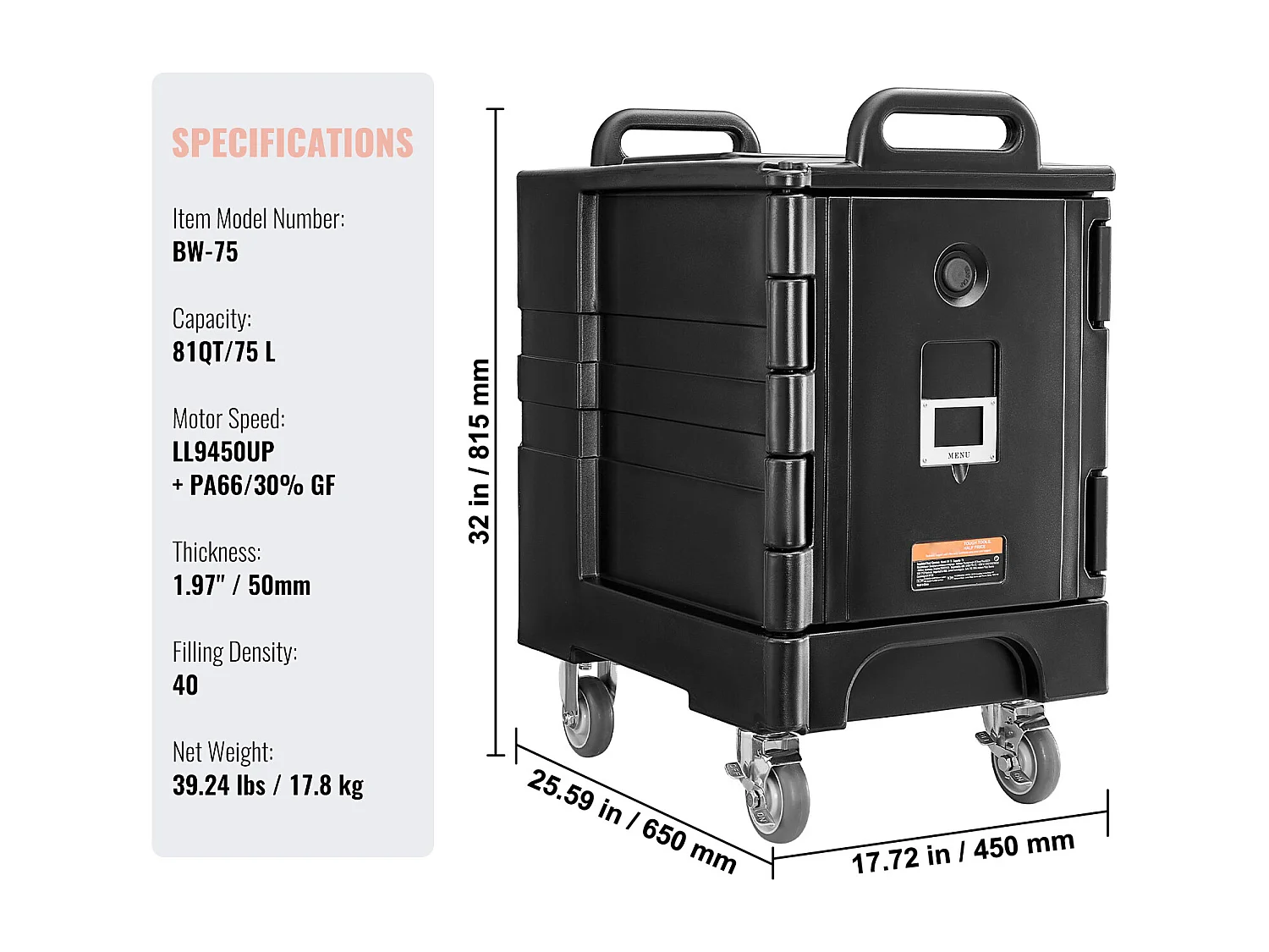 Boîte de Transport Isolé  SucceBuy, Porte-Plateau Isotherme pour Aliments 77 L, Boîte à Vaisselle Empilable