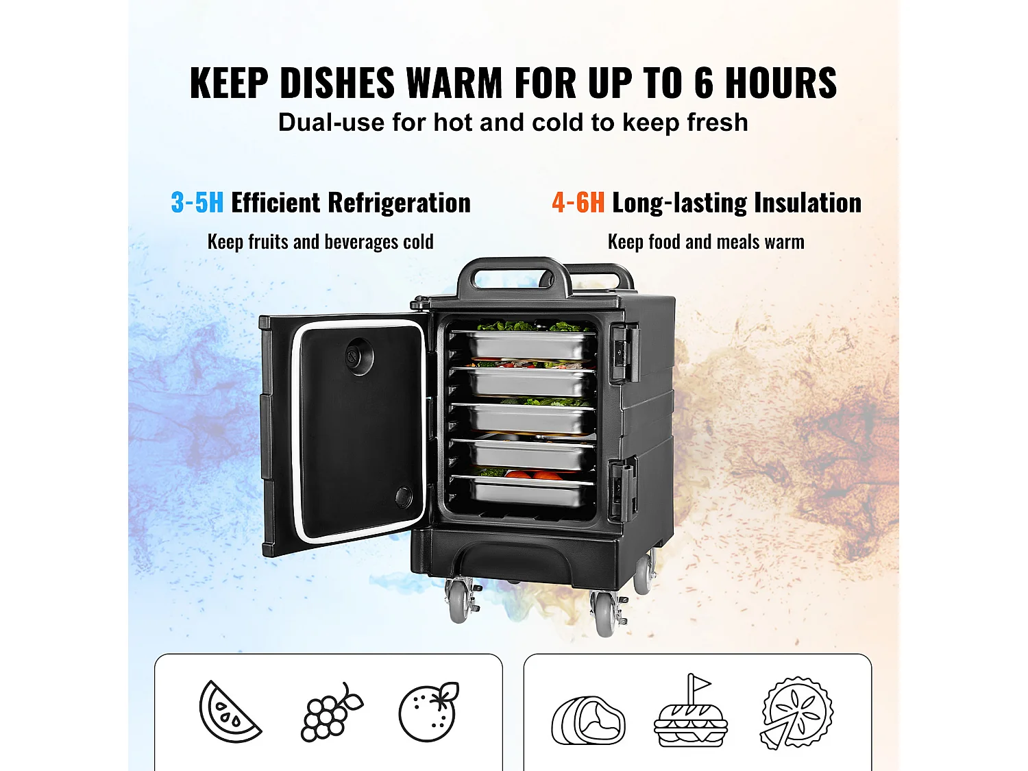 Boîte de Transport Isolé  SucceBuy, Porte-Plateau Isotherme pour Aliments 77 L, Boîte à Vaisselle Empilable