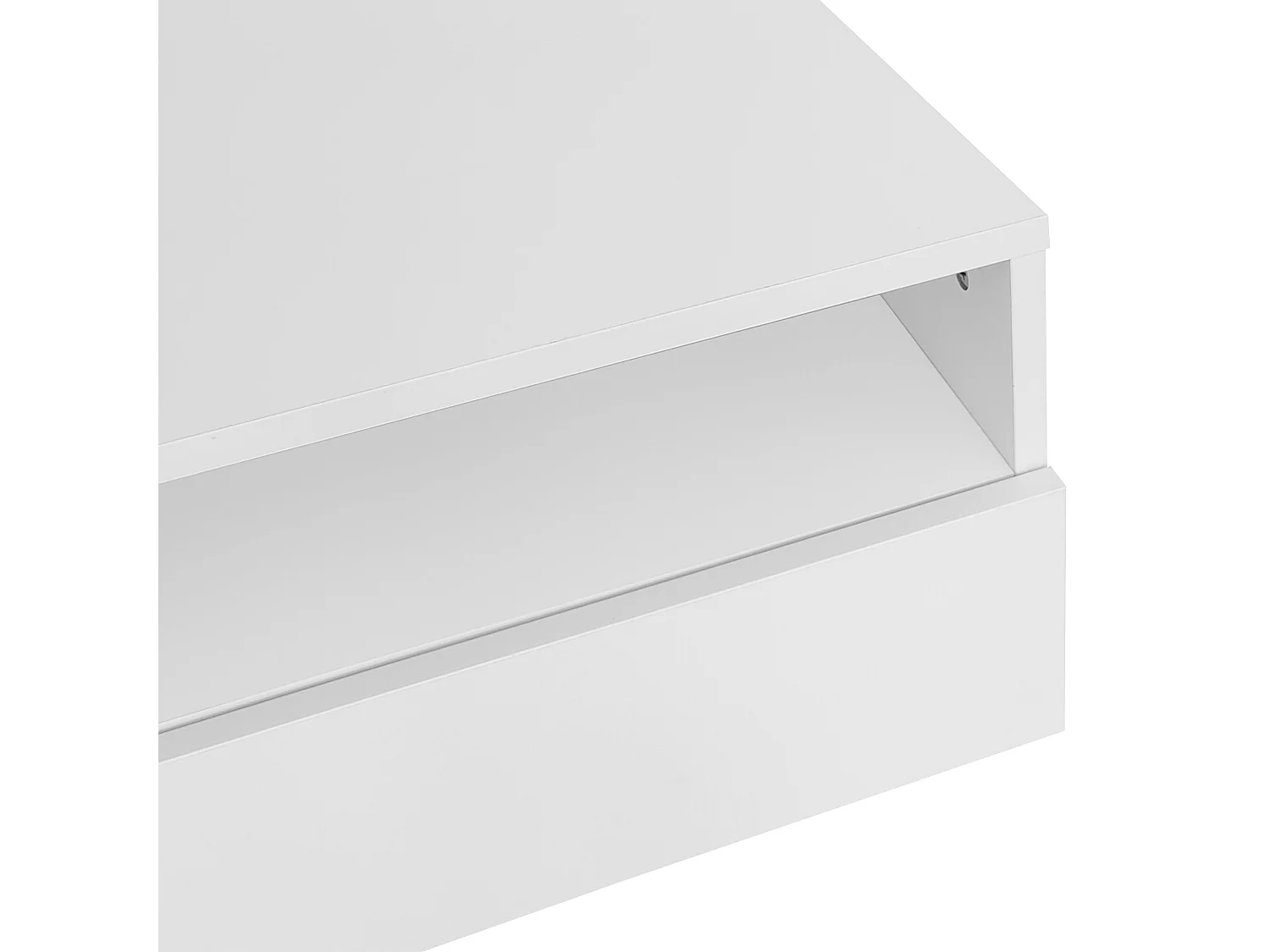 Rechthoekige salontafel 90x55x35cm met 4 lades, frame in hoogglans witte lak, inclusief LED